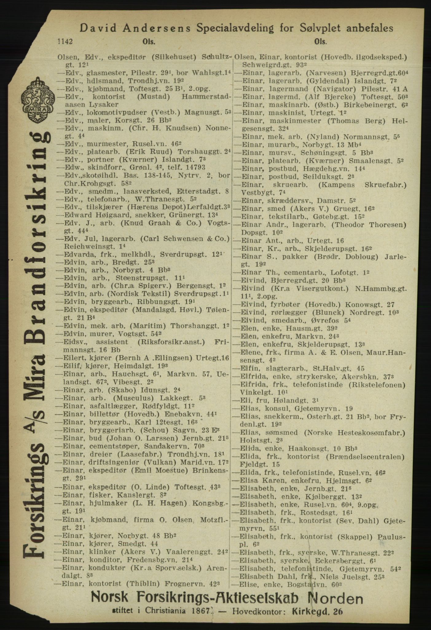 Kristiania/Oslo adressebok, PUBL/-, 1918, s. 1167