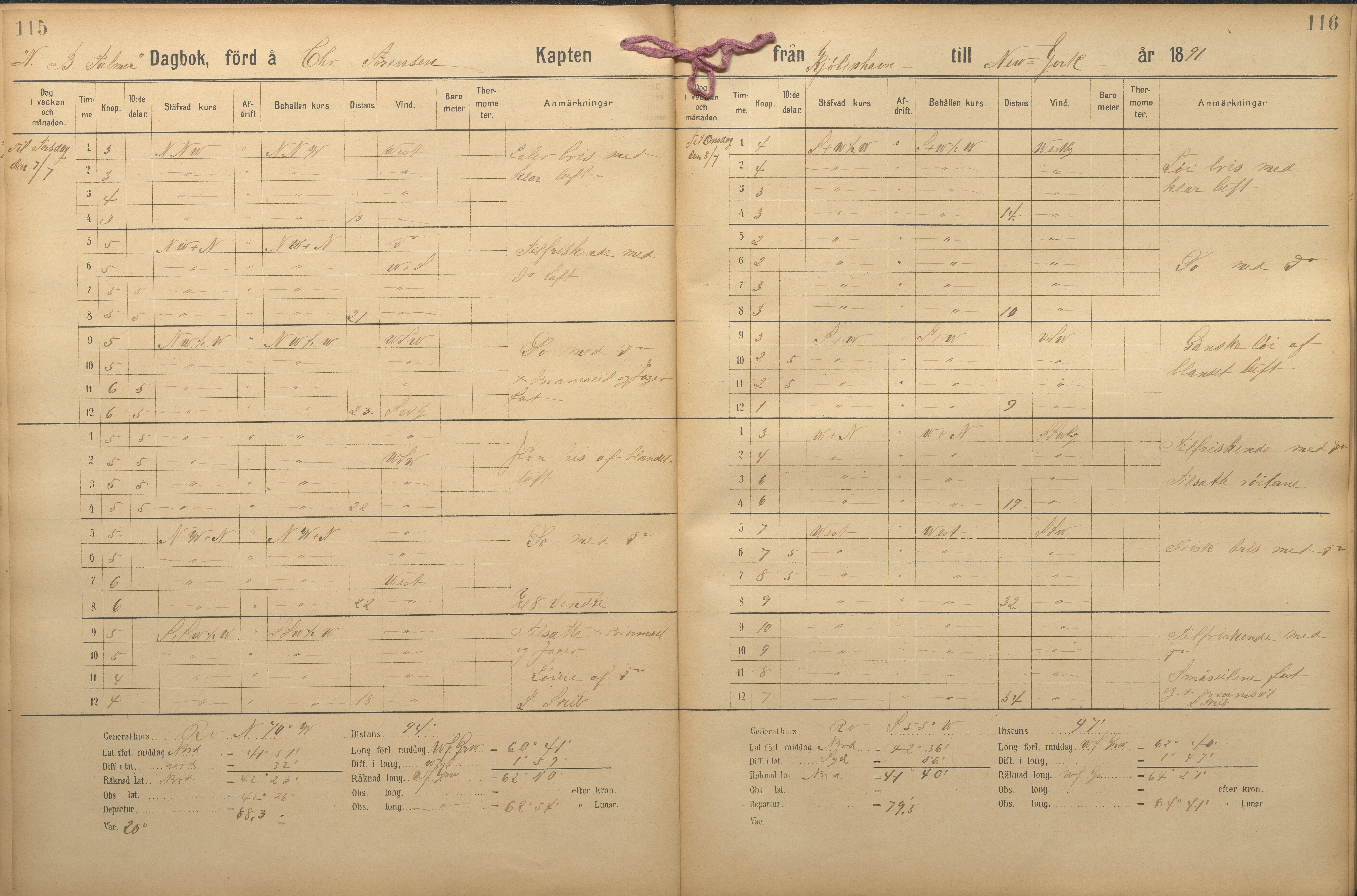 Fartøysarkivet, AAKS/PA-1934/F/L0227: N.B. Palmer (fregatt), 1850-1892, s. 115-116