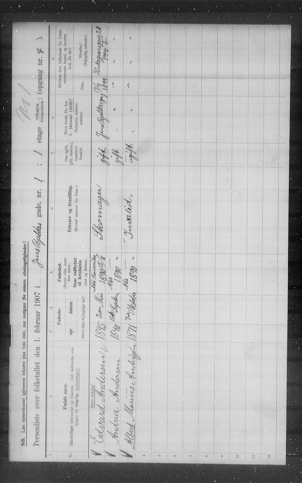 OBA, Kommunal folketelling 1.2.1907 for Kristiania kjøpstad, 1907, s. 23239