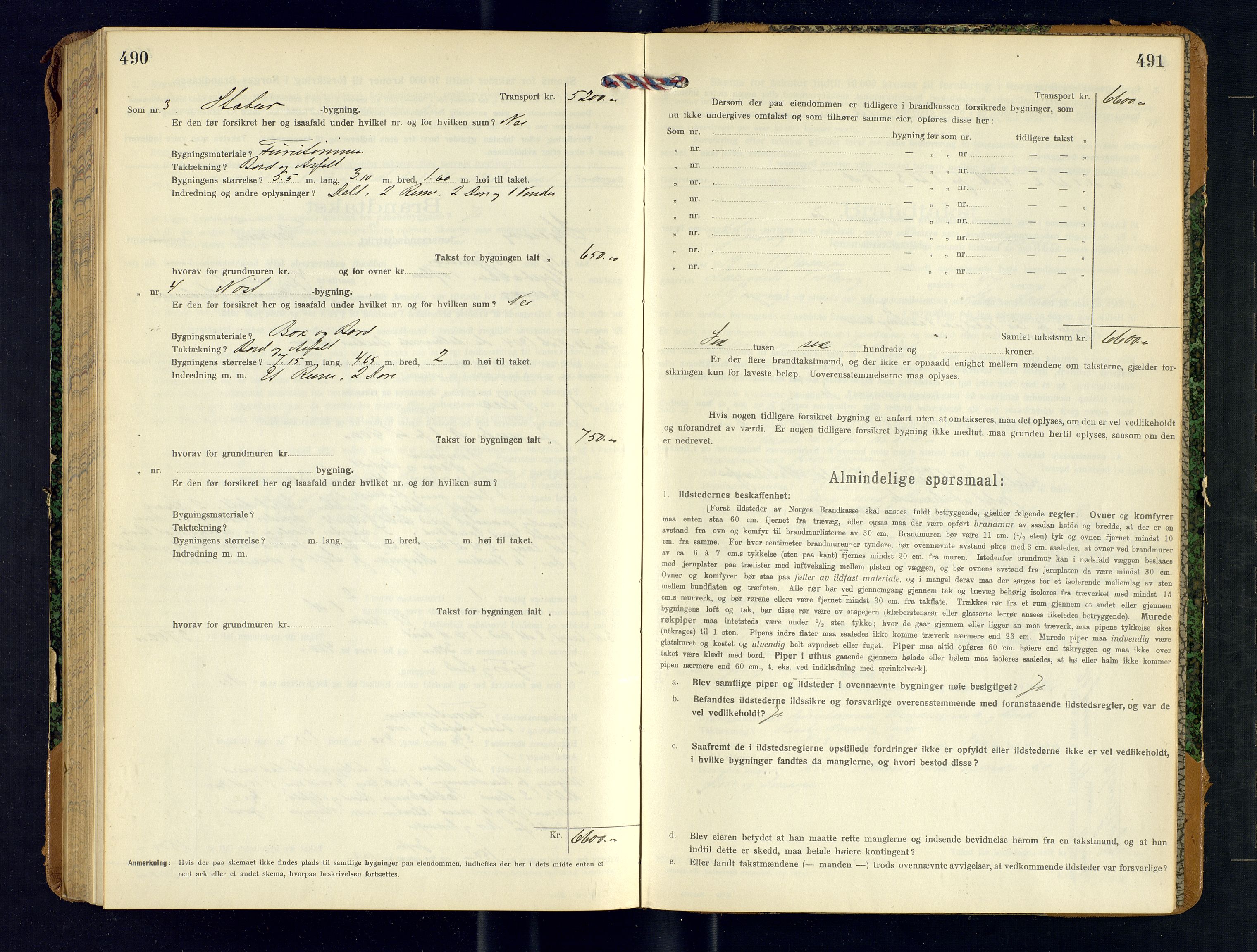 Skjervøy lensmannskontor, AV/SATØ-SATØ-63/F/Fu/Fub/L0252: Branntakstprotokoll (S), 1918-1919, s. 490-491