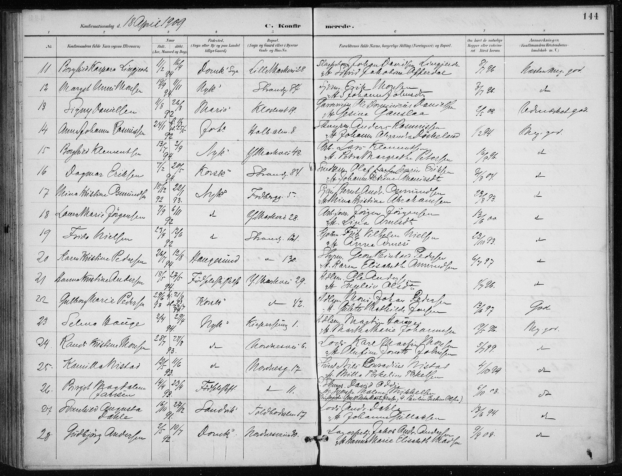 Nykirken Sokneprestembete, AV/SAB-A-77101/H/Haa/L0028: Ministerialbok nr. C 7, 1887-1913, s. 144