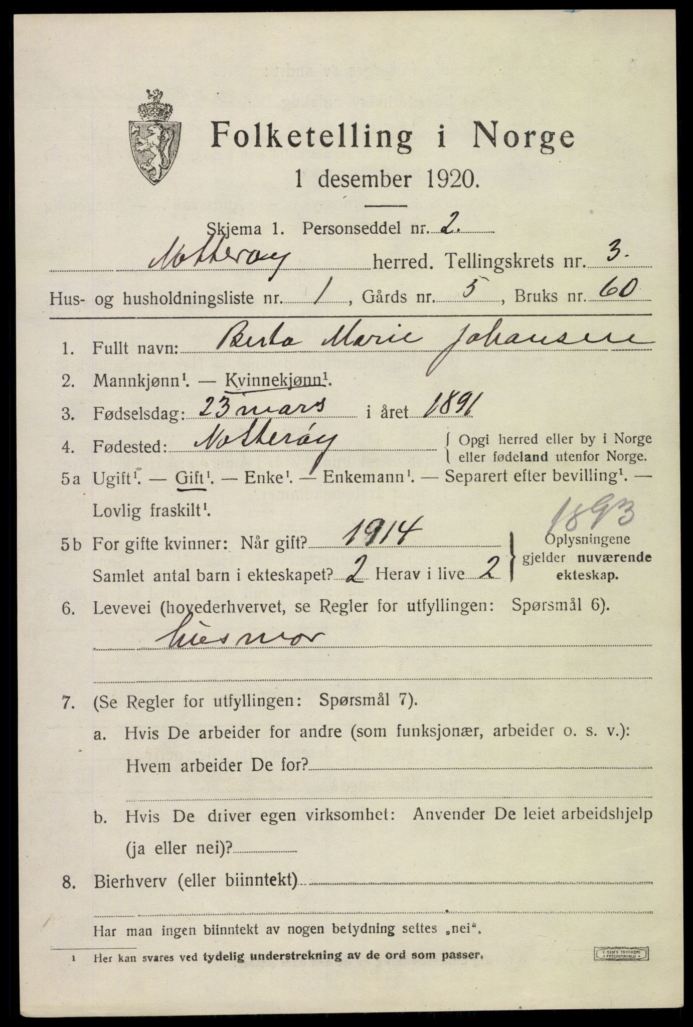 SAKO, Folketelling 1920 for 0722 Nøtterøy herred, 1920, s. 5565