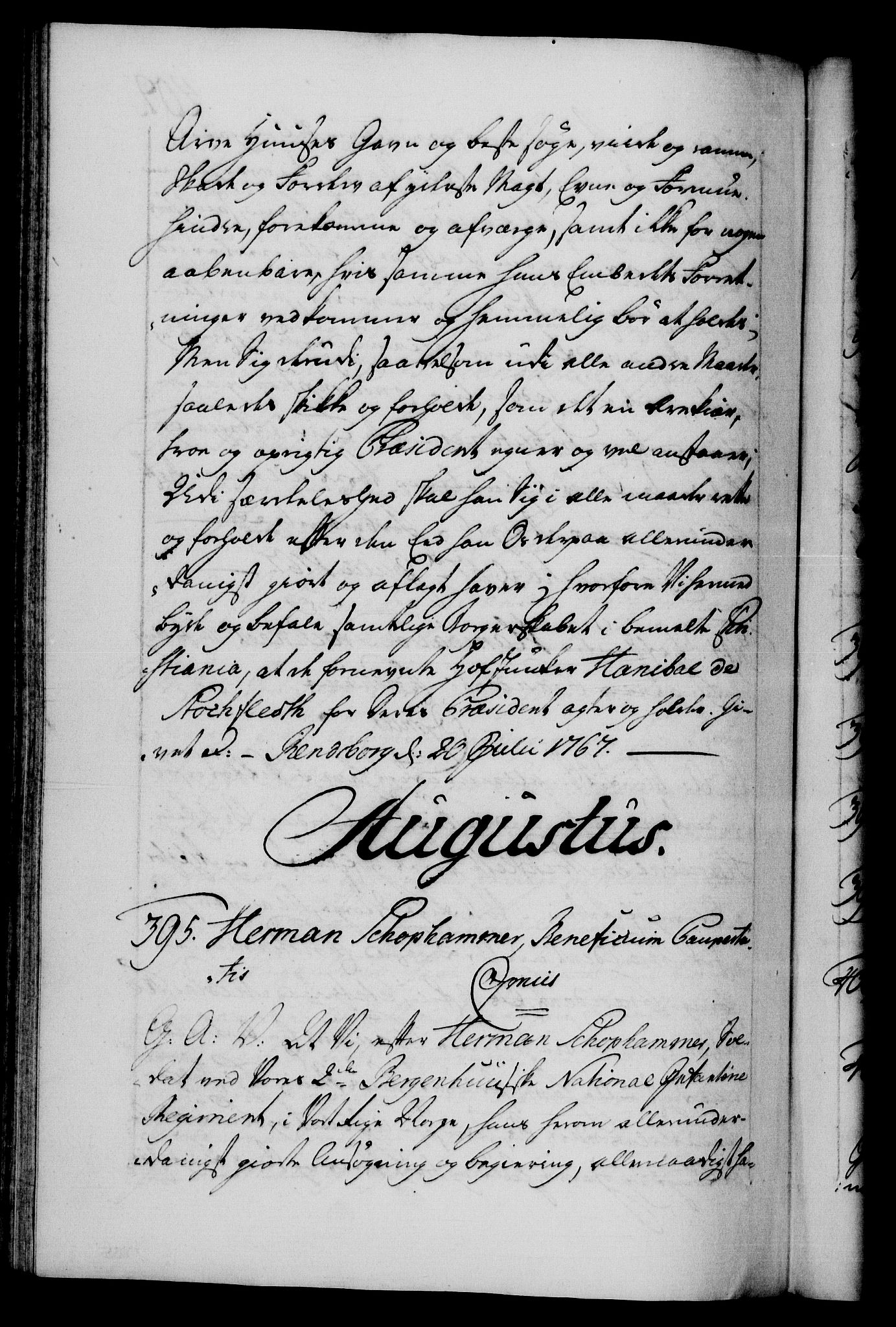 Danske Kanselli 1572-1799, AV/RA-EA-3023/F/Fc/Fca/Fcaa/L0043: Norske registre, 1766-1768, s. 409b