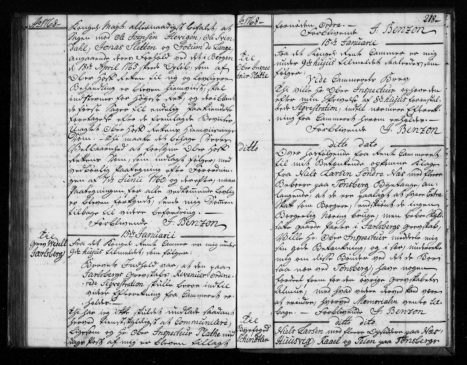 Stattholderembetet 1572-1771, AV/RA-EA-2870/Bf/L0006: Stattholderprotokoll (allmenn kopibok), 1767-1768, s. 217b-218a