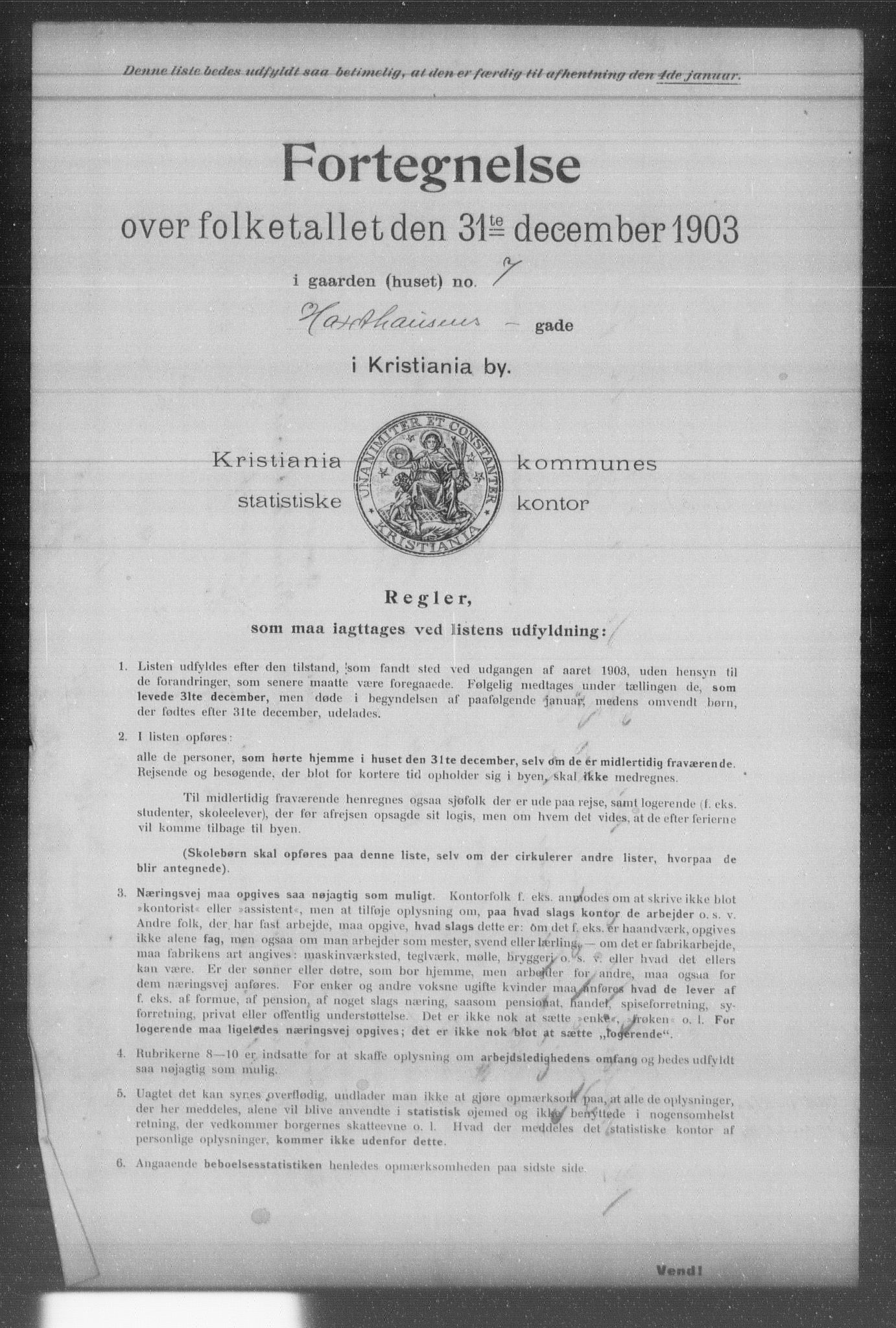 OBA, Kommunal folketelling 31.12.1903 for Kristiania kjøpstad, 1903, s. 7237