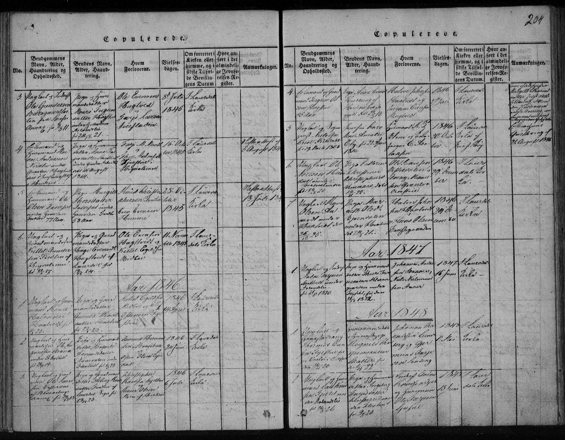 Lårdal kirkebøker, SAKO/A-284/F/Fa/L0005: Ministerialbok nr. I 5, 1815-1860, s. 204