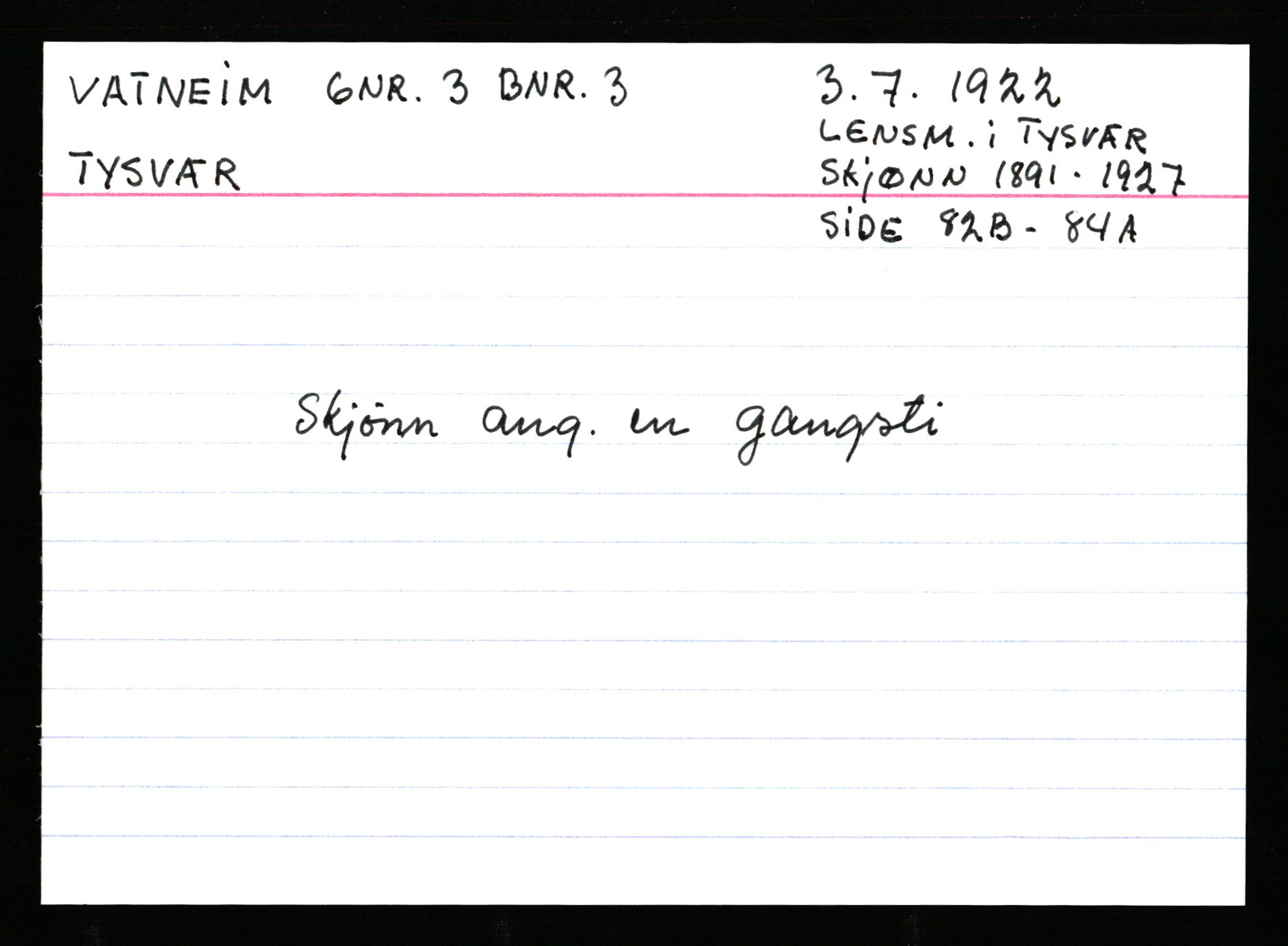 Statsarkivet i Stavanger, AV/SAST-A-101971/03/Y/Ym/L0065: Åstedskort sortert etter gårdsnavn: Vatland - Vervig, 1600-1950, s. 104