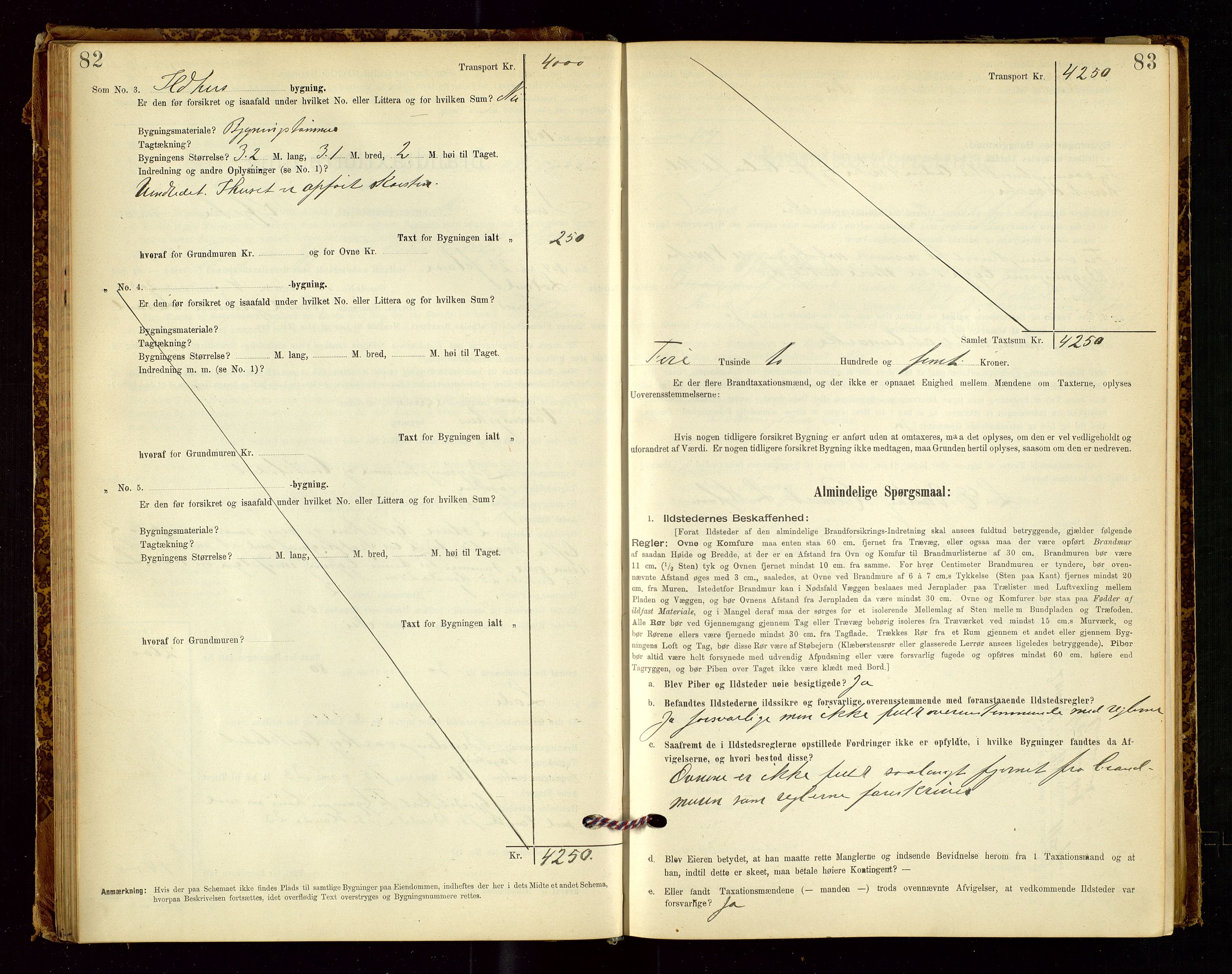 Sand lensmannskontor, AV/SAST-A-100415/Goc/L0001: "Brandtaxationsprotokol", 1895-1935, s. 82-83