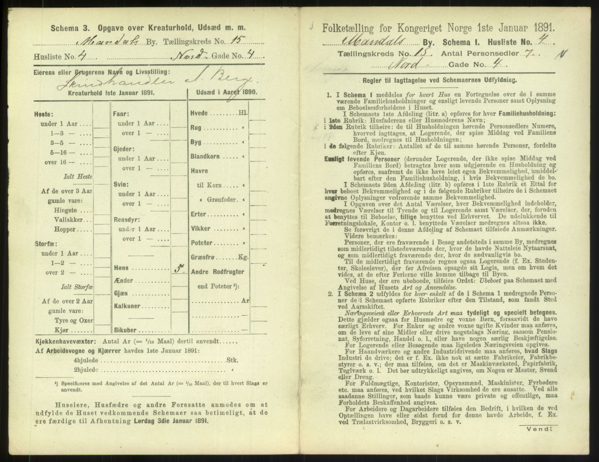 RA, Folketelling 1891 for 1002 Mandal ladested, 1891, s. 695