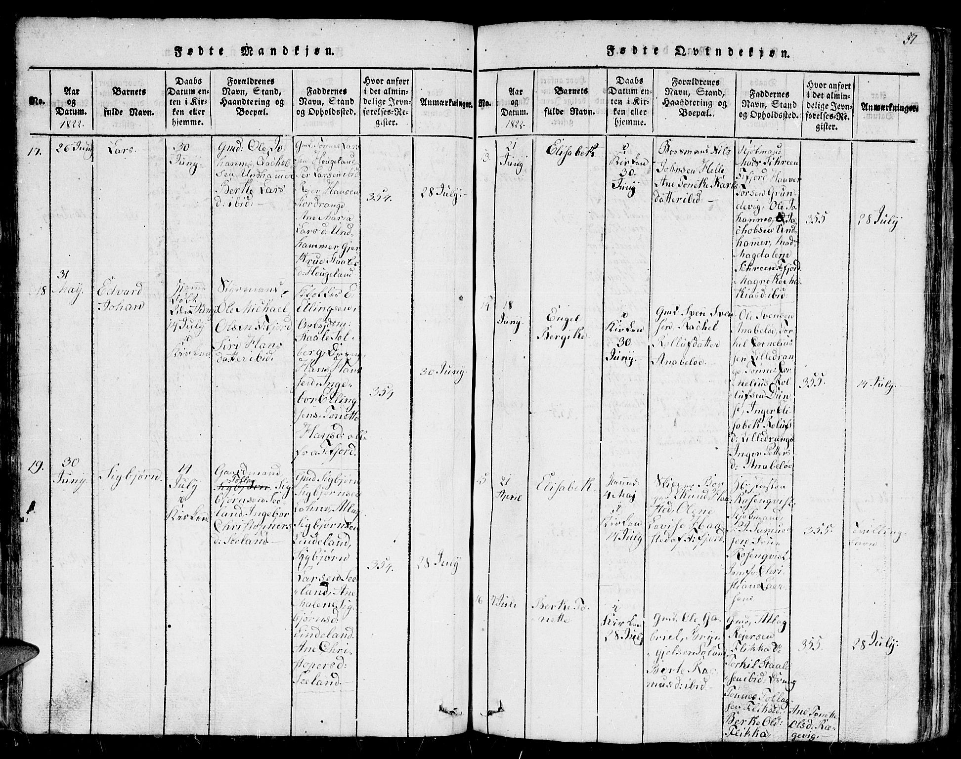 Flekkefjord sokneprestkontor, SAK/1111-0012/F/Fb/Fbc/L0003: Klokkerbok nr. B 3, 1815-1826, s. 57