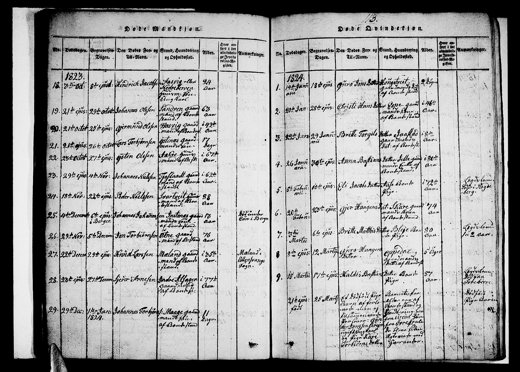 Ullensvang sokneprestembete, SAB/A-78701/H/Hab: Klokkerbok nr. A 3, 1817-1825, s. 113
