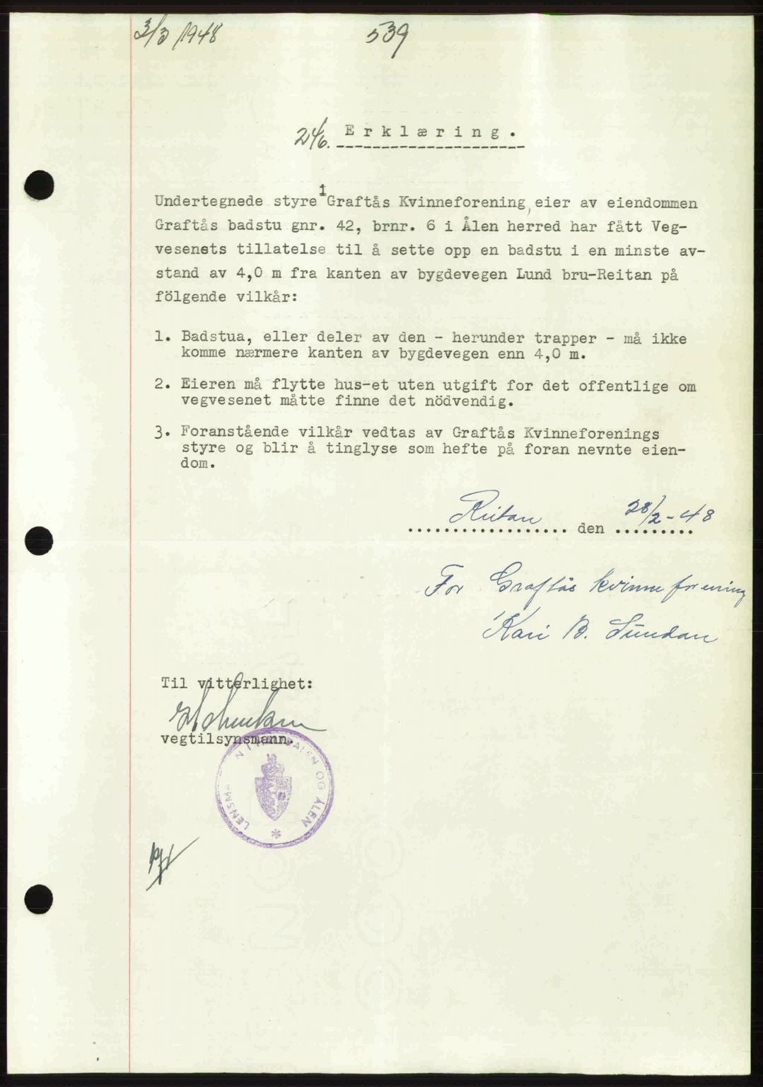 Gauldal sorenskriveri, SAT/A-0014/1/2/2C: Pantebok nr. A5, 1947-1948, Dagboknr: 246/1948