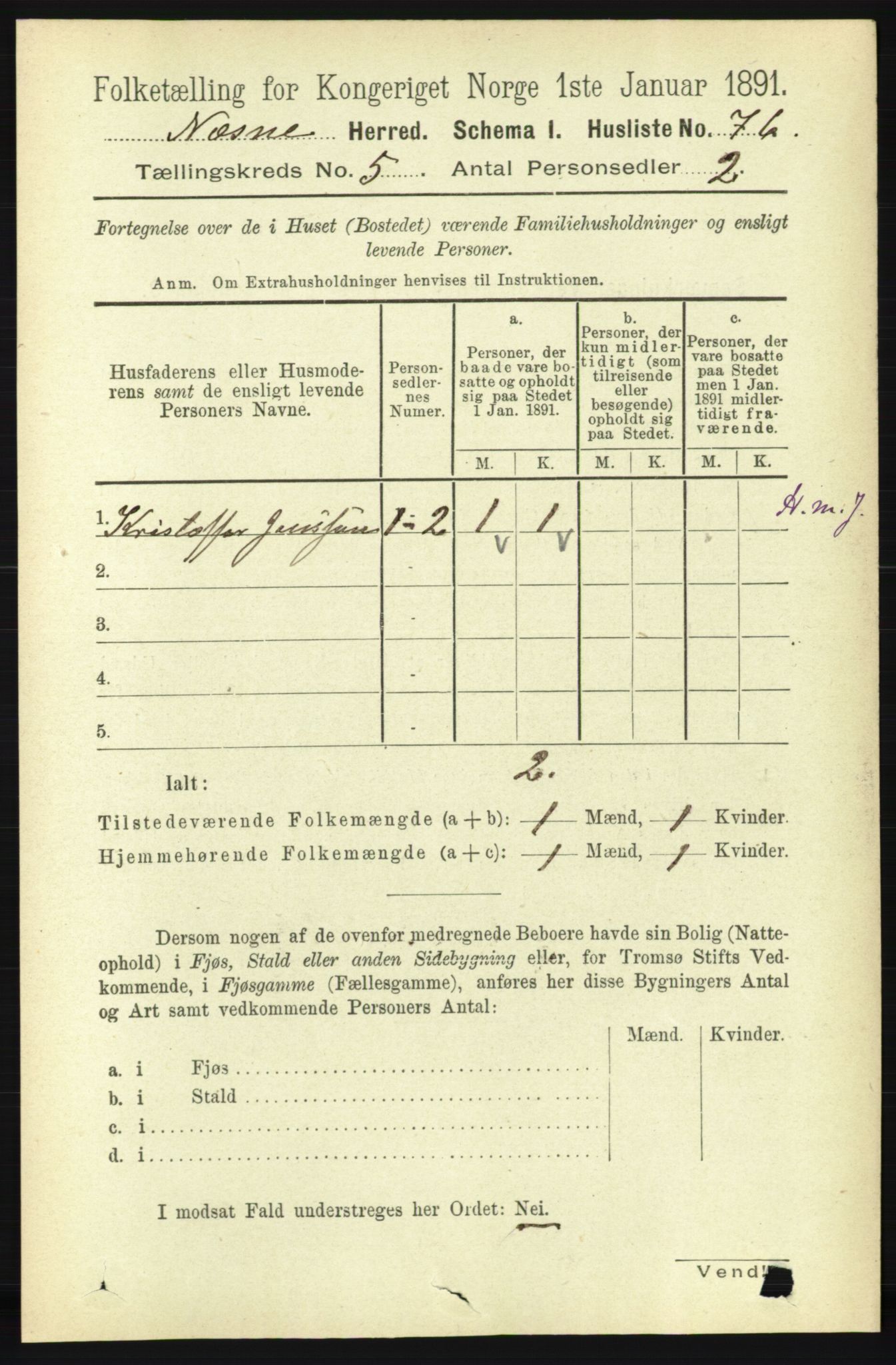 RA, Folketelling 1891 for 1828 Nesna herred, 1891, s. 2772