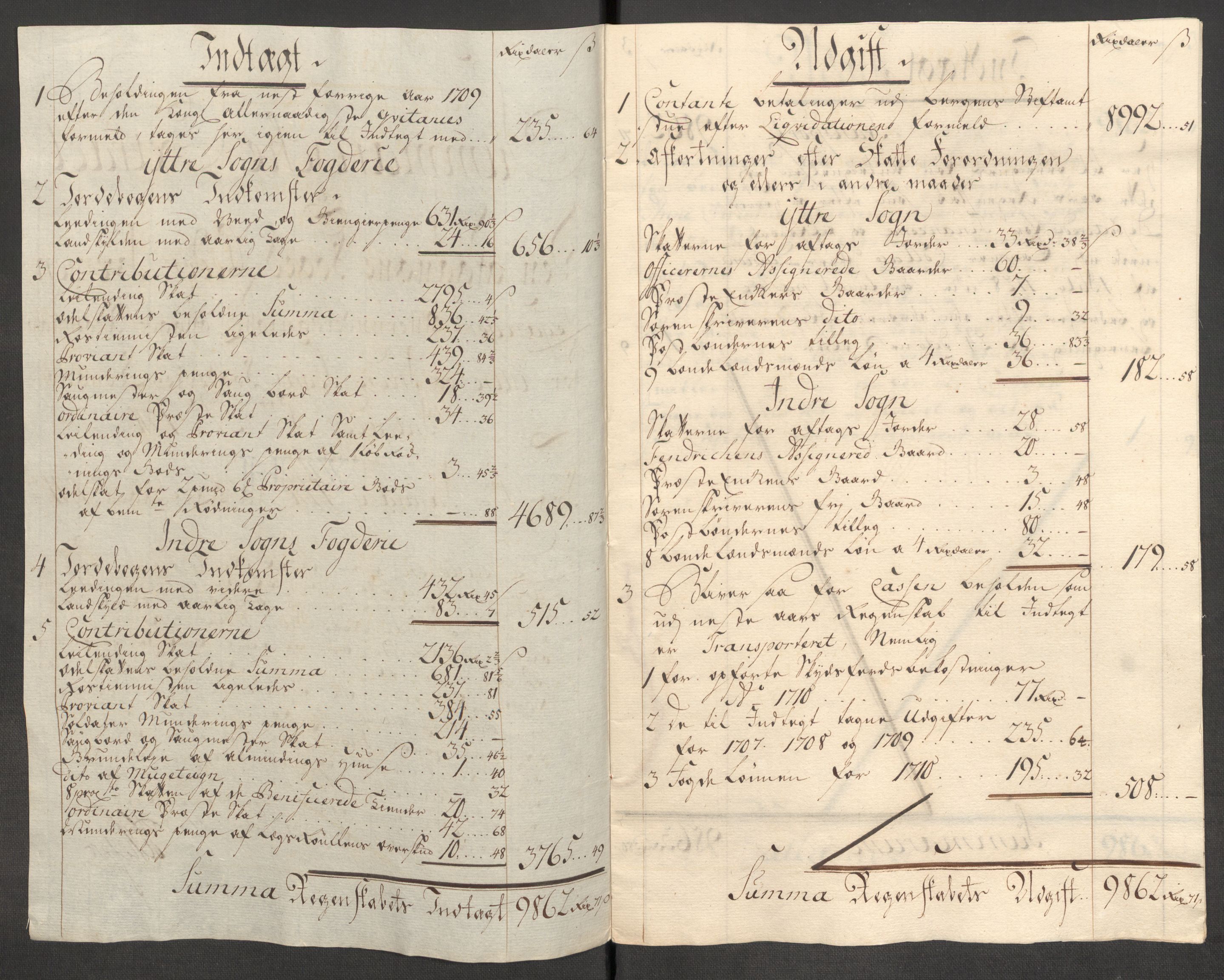 Rentekammeret inntil 1814, Reviderte regnskaper, Fogderegnskap, AV/RA-EA-4092/R52/L3316: Fogderegnskap Sogn, 1709-1710, s. 213