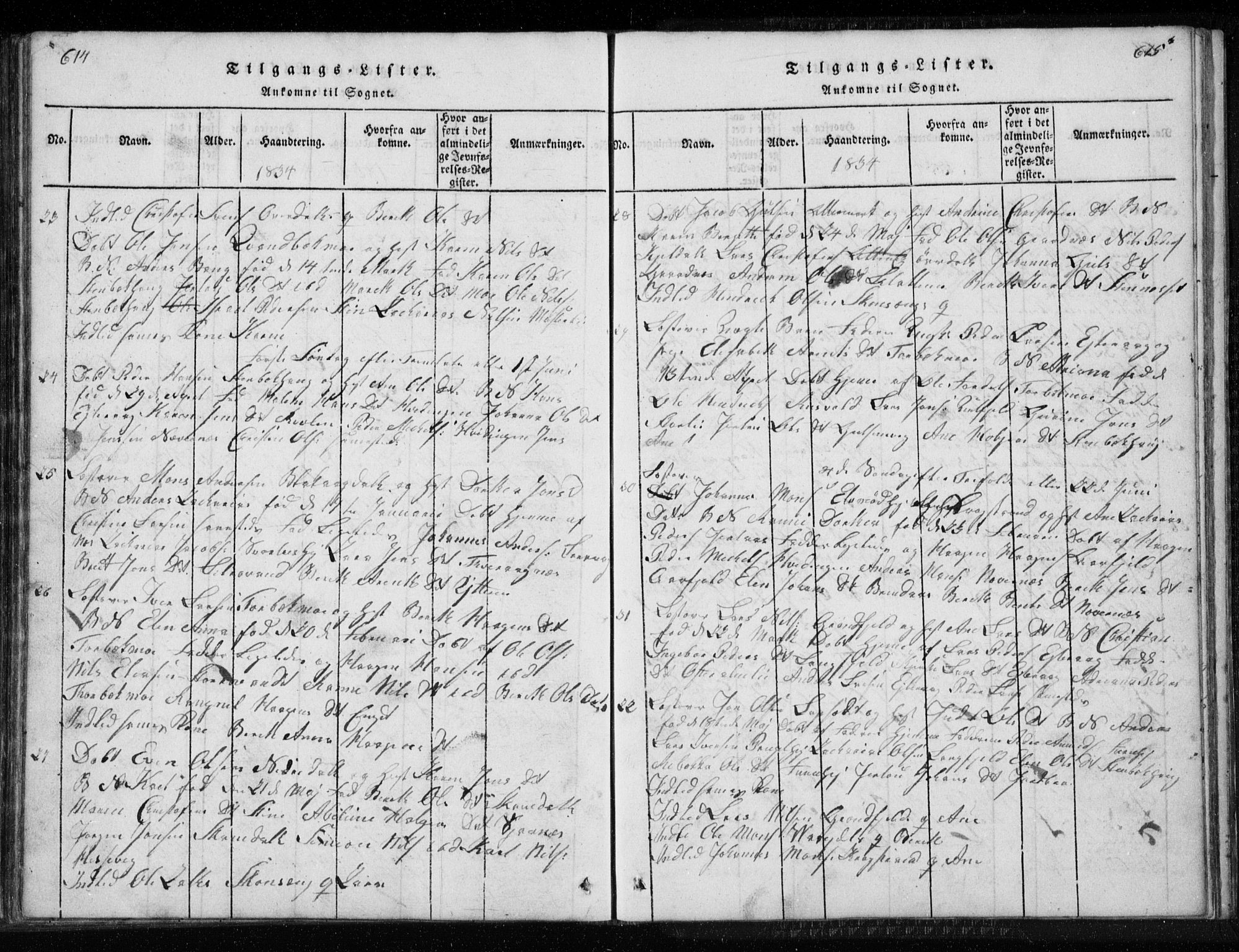 Ministerialprotokoller, klokkerbøker og fødselsregistre - Nordland, AV/SAT-A-1459/827/L0412: Klokkerbok nr. 827C01, 1820-1841, s. 614-615