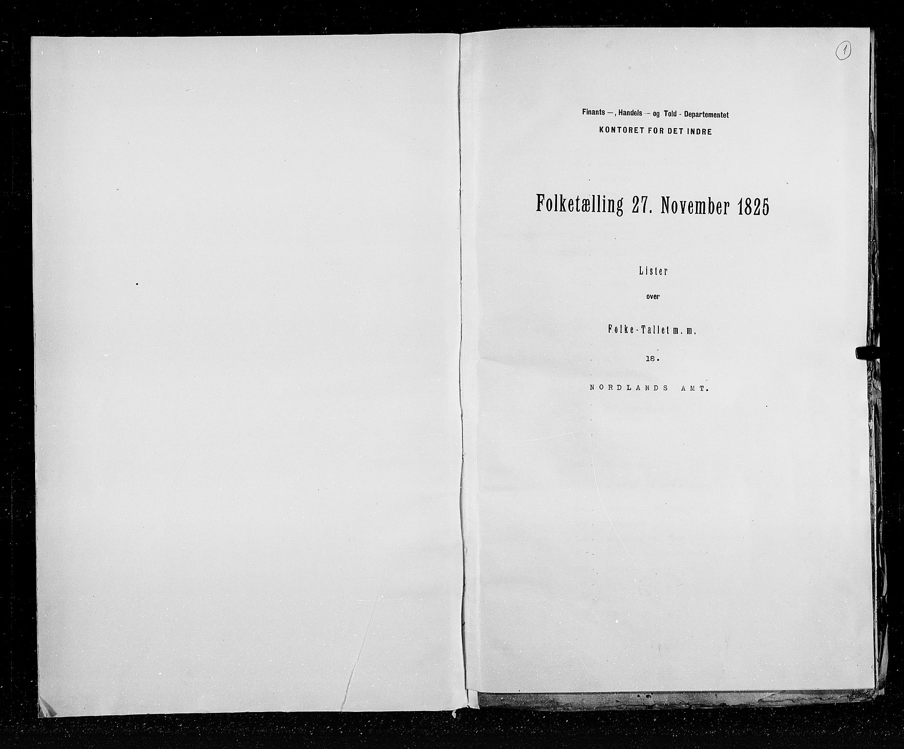 RA, Folketellingen 1825, bind 18: Nordland amt, 1825, s. 1