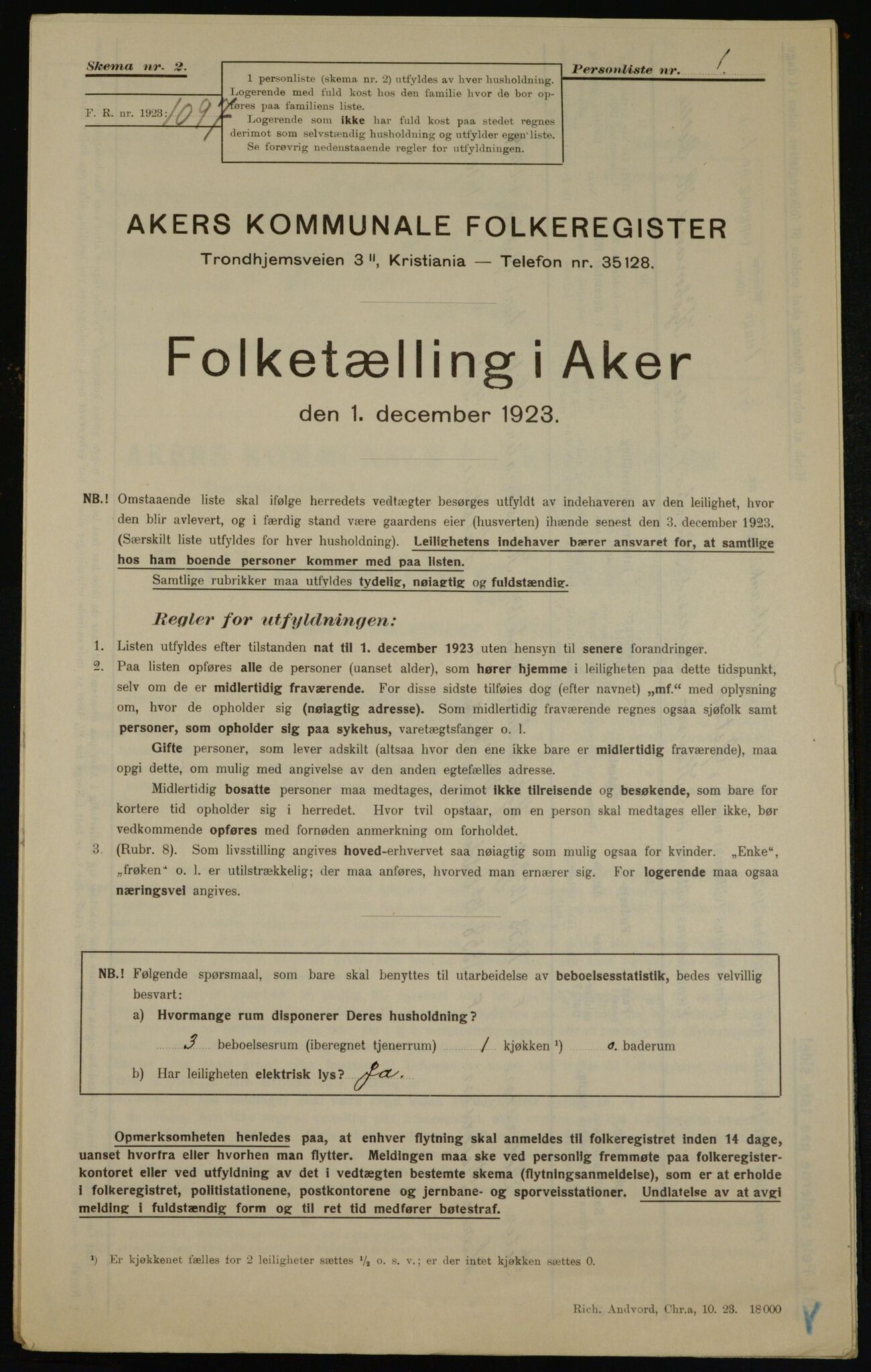 , Kommunal folketelling 1.12.1923 for Aker, 1923, s. 43049