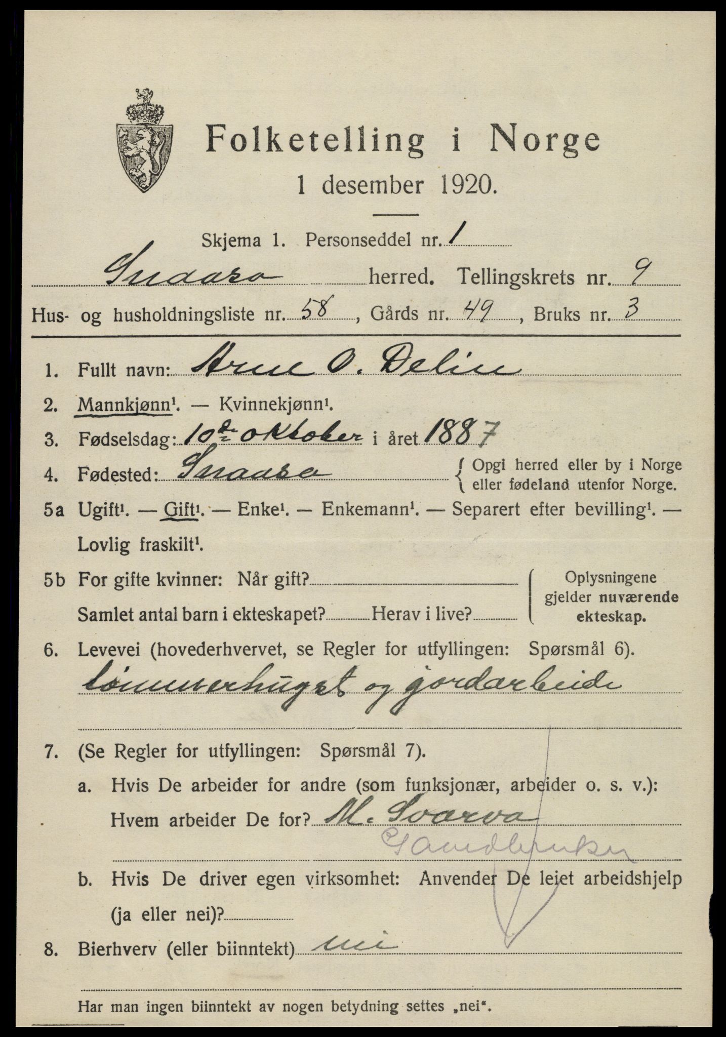 SAT, Folketelling 1920 for 1736 Snåsa herred, 1920, s. 4320