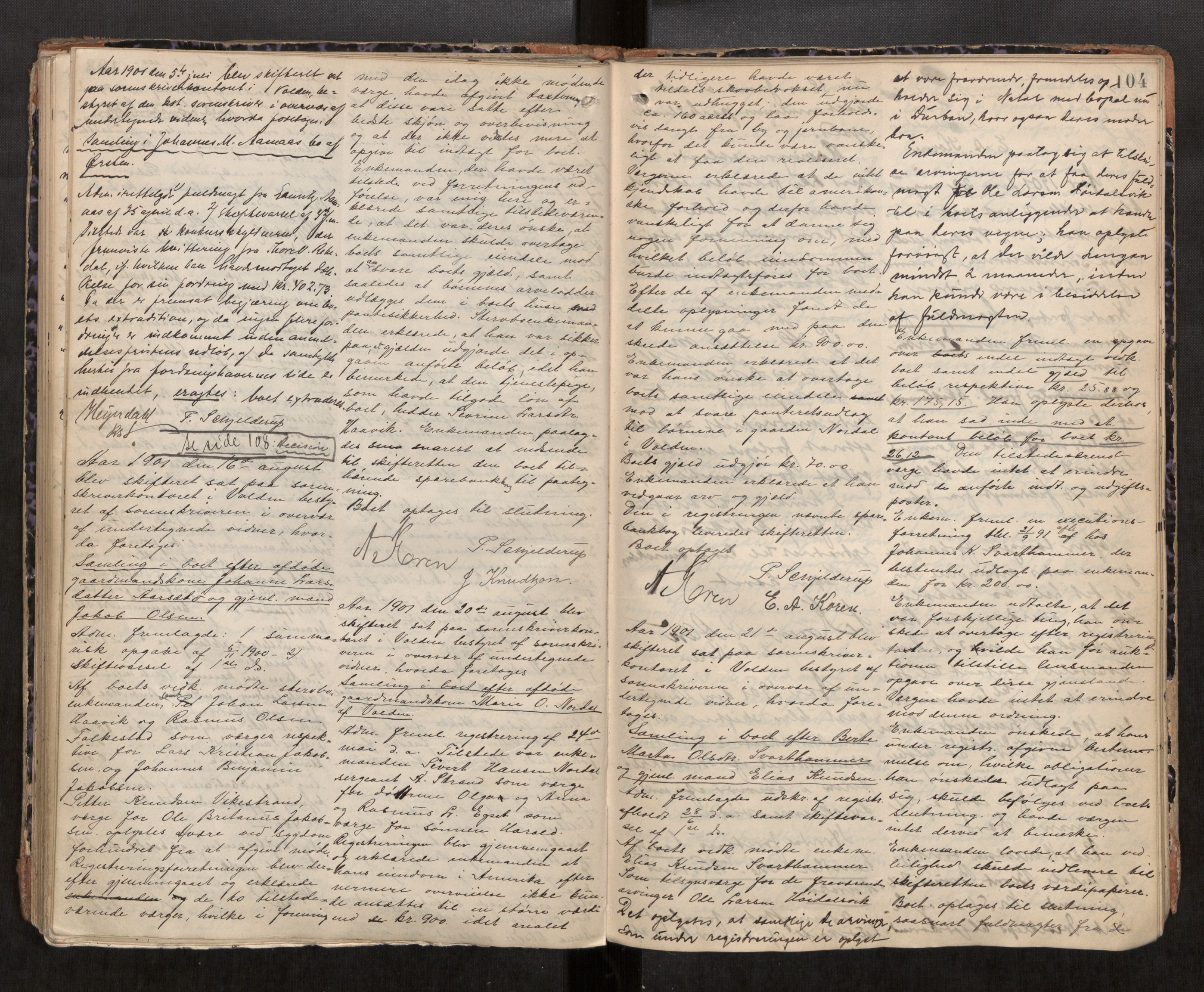 Søre Sunnmøre sorenskriveri, AV/SAT-A-4122/1/3/3B/L0007: Skiftebehandlings- / Skifteforhandlingsprotokollar, 1893-1902, s. 104