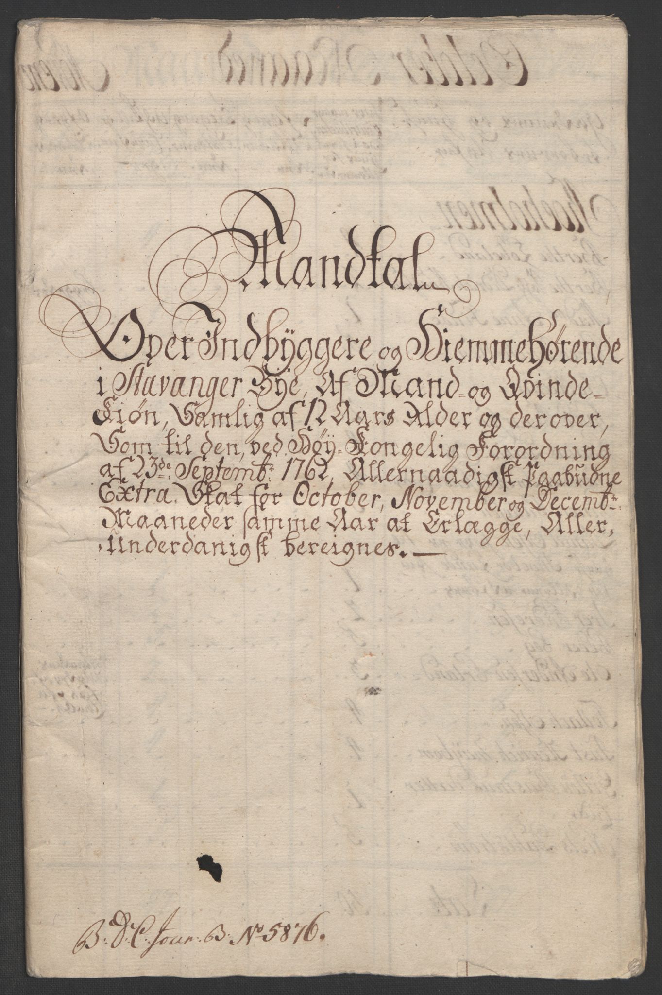 Rentekammeret inntil 1814, Realistisk ordnet avdeling, AV/RA-EA-4070/Ol/L0015/0001: [Gg 10]: Ekstraskatten, 23.09.1762. Stavanger by, Jæren og Dalane, Bergen / Stavanger , 1762-1764, s. 33