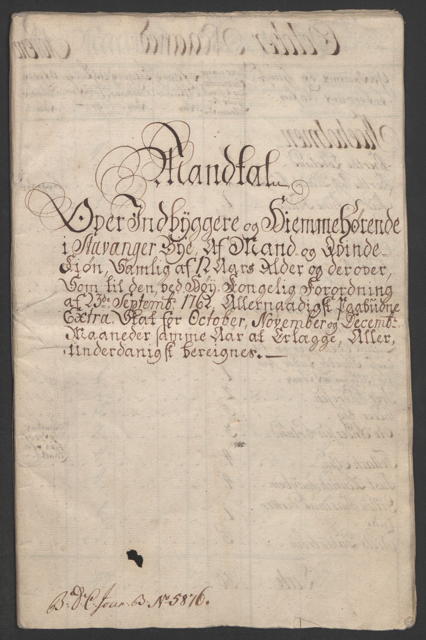 Rentekammeret inntil 1814, Realistisk ordnet avdeling, RA/EA-4070/Ol/L0015/0001: [Gg 10]: Ekstraskatten, 23.09.1762. Stavanger by, Jæren og Dalane, Bergen / Stavanger , 1762-1764, s. 33