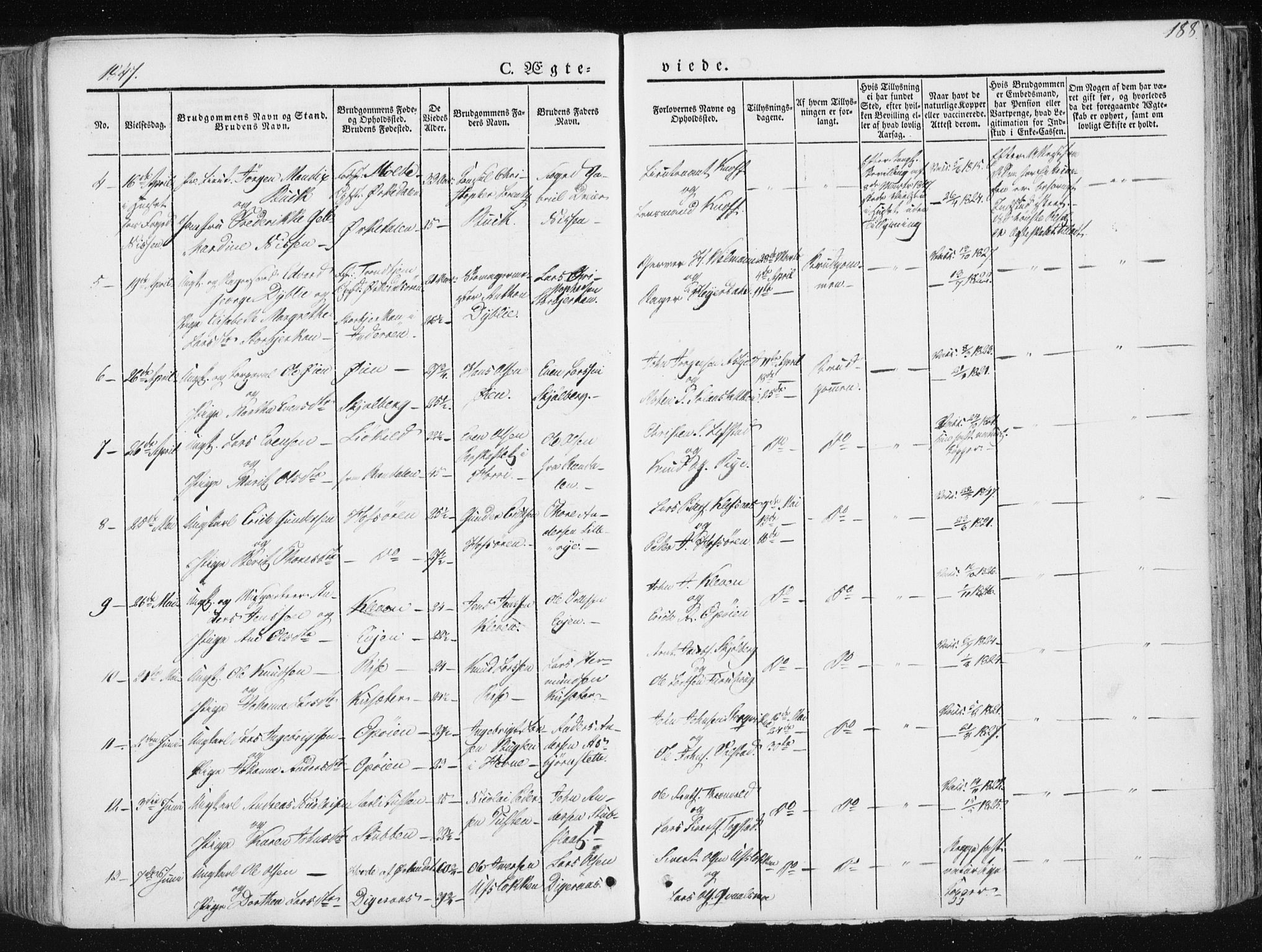 Ministerialprotokoller, klokkerbøker og fødselsregistre - Sør-Trøndelag, AV/SAT-A-1456/668/L0805: Ministerialbok nr. 668A05, 1840-1853, s. 188