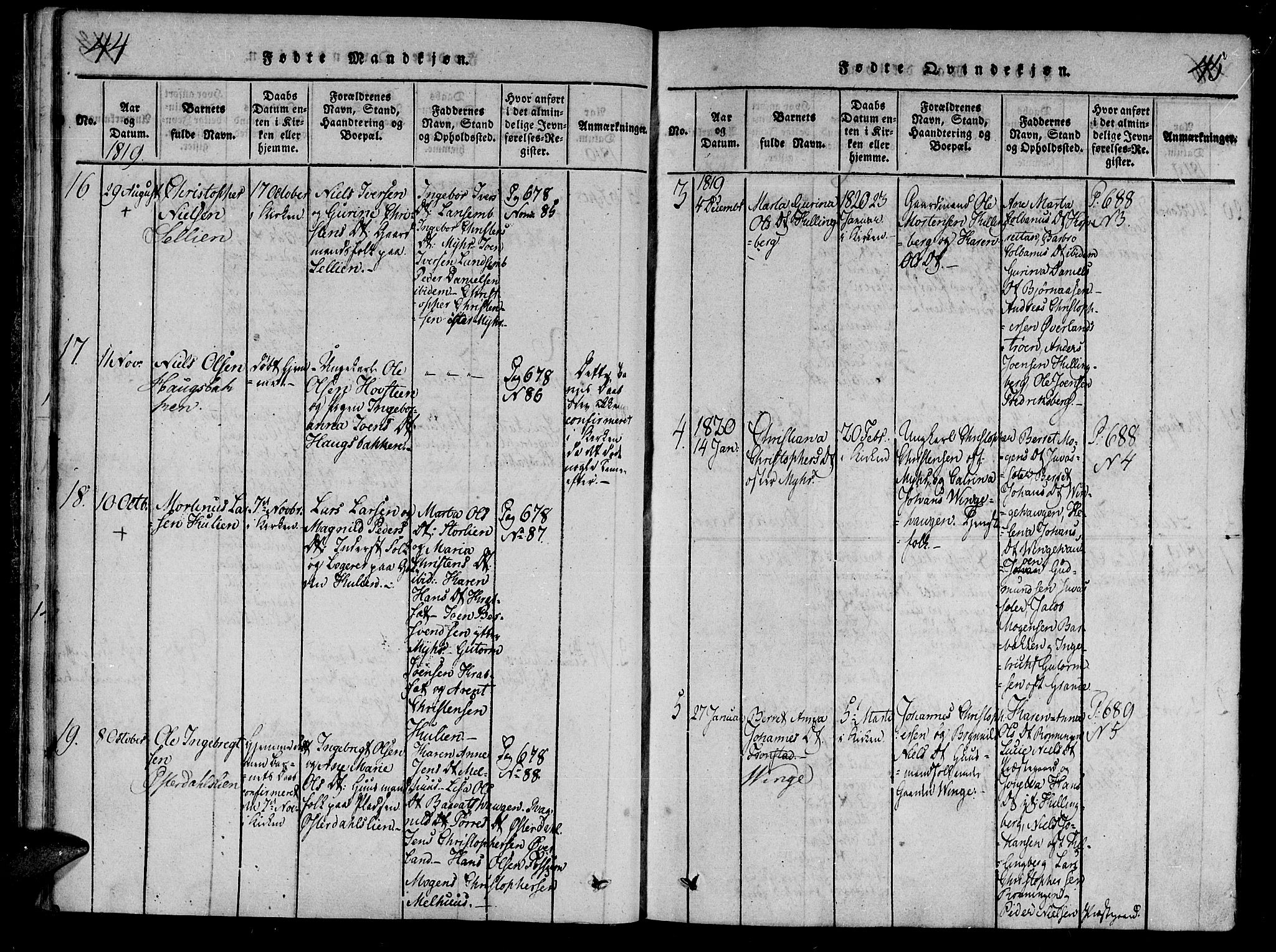 Ministerialprotokoller, klokkerbøker og fødselsregistre - Nord-Trøndelag, SAT/A-1458/701/L0005: Ministerialbok nr. 701A05 /1, 1816-1825, s. 44-45