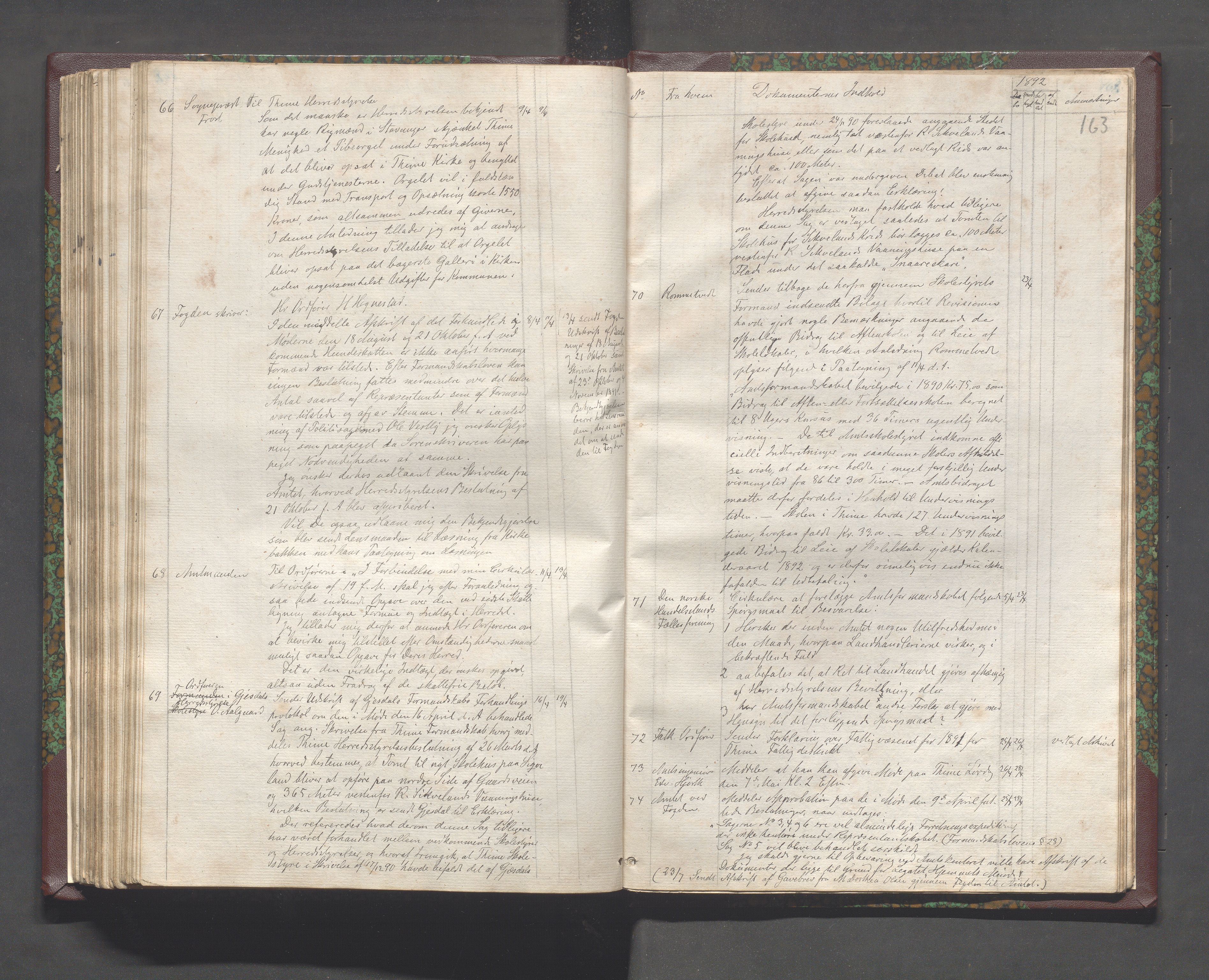 Time kommune - Formannskapet, IKAR/K-100592/C/Ca/L0001: Journal, 1837-1894, s. 163