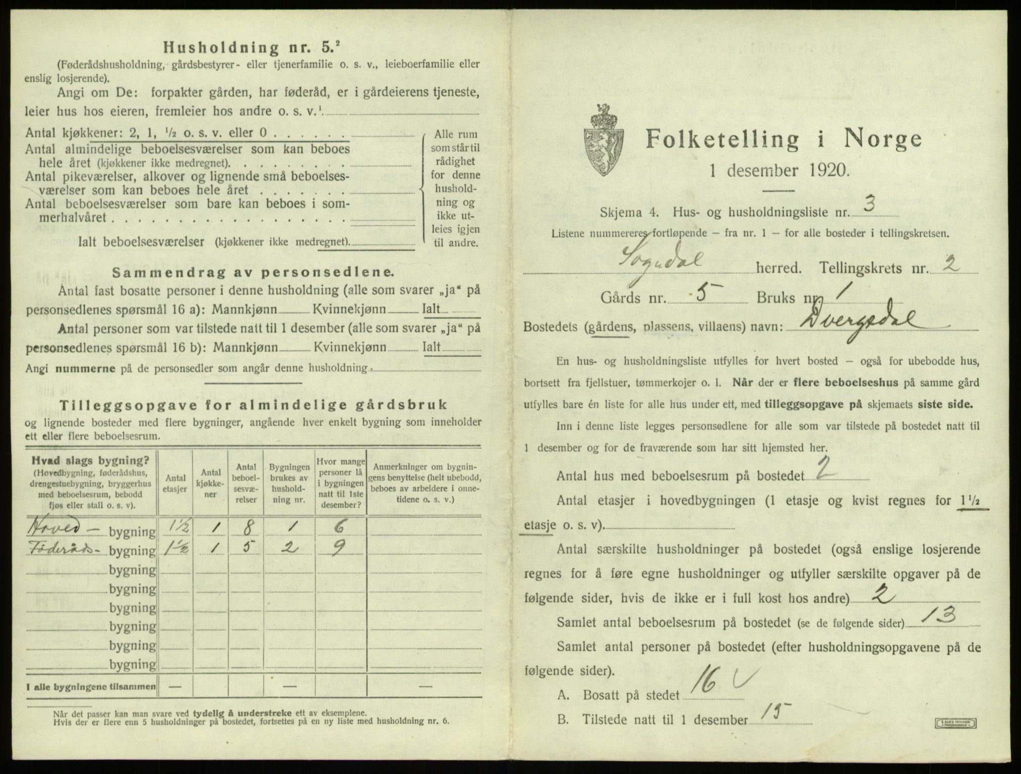 SAB, Folketelling 1920 for 1420 Sogndal herred, 1920, s. 140