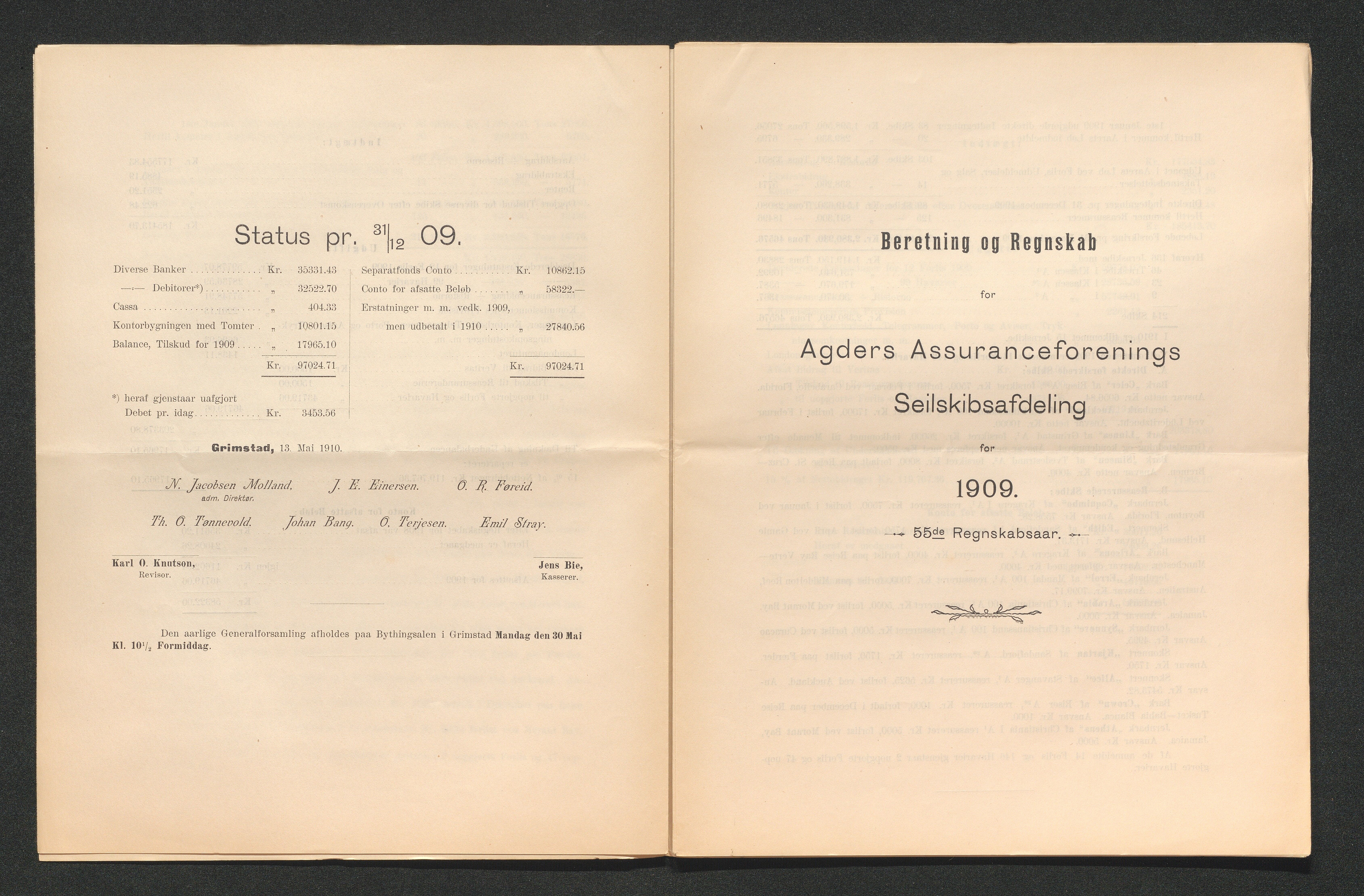 Agders Gjensidige Assuranceforening, AAKS/PA-1718/05/L0003: Regnskap, seilavdeling, pakkesak, 1890-1912