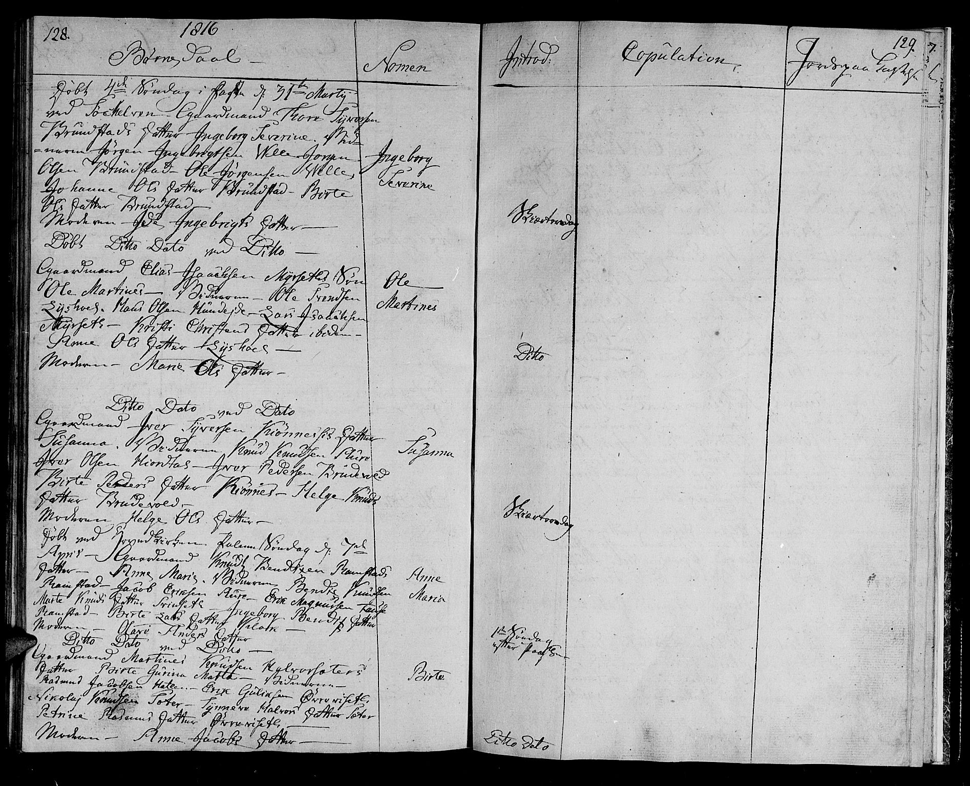 Ministerialprotokoller, klokkerbøker og fødselsregistre - Møre og Romsdal, AV/SAT-A-1454/522/L0309: Ministerialbok nr. 522A04, 1810-1816, s. 128-129