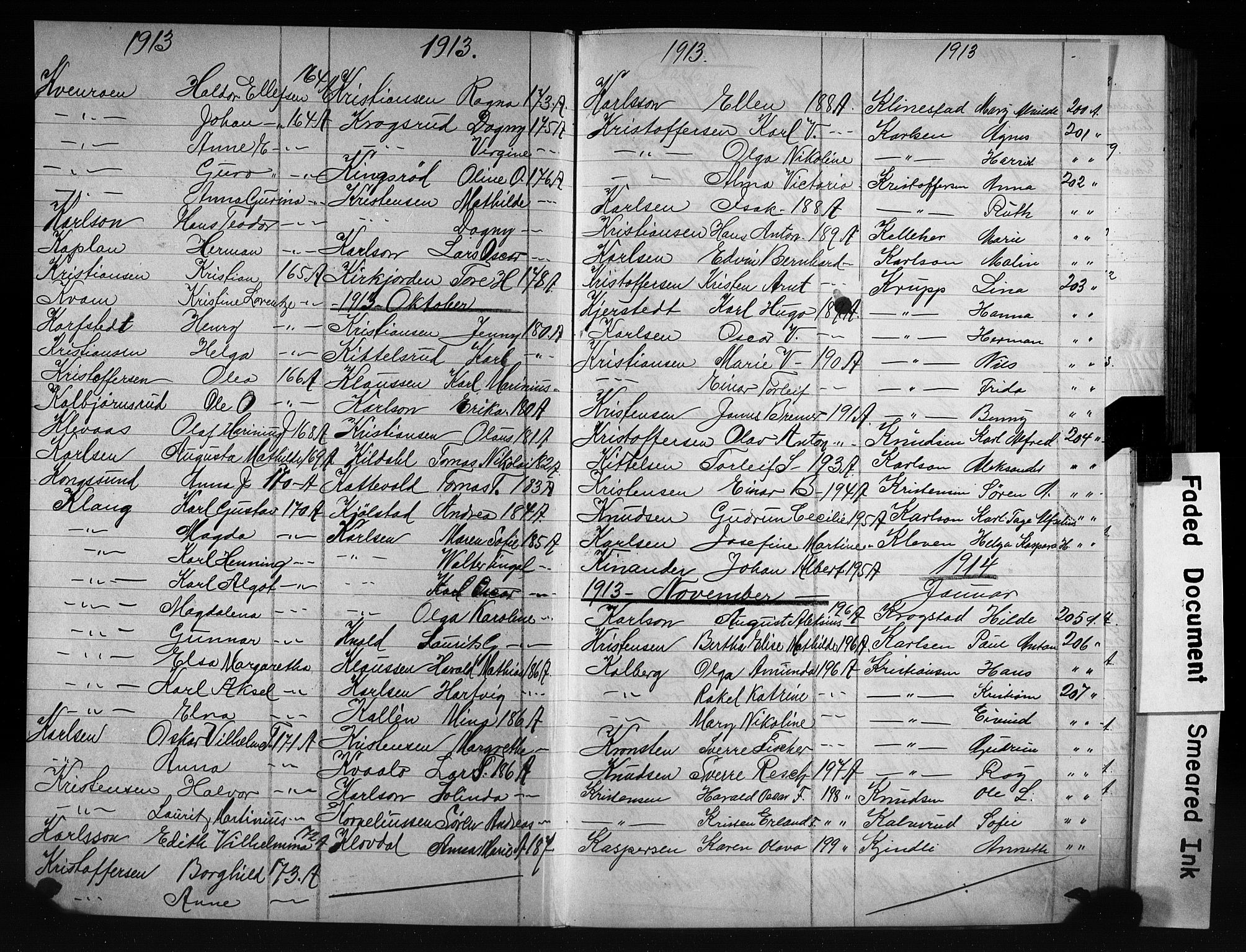 Oslo politidistrikt, AV/SAO-A-10085/E/Ee/Eefa/L0011: Register til emigrantprotokollene, 1910-1914