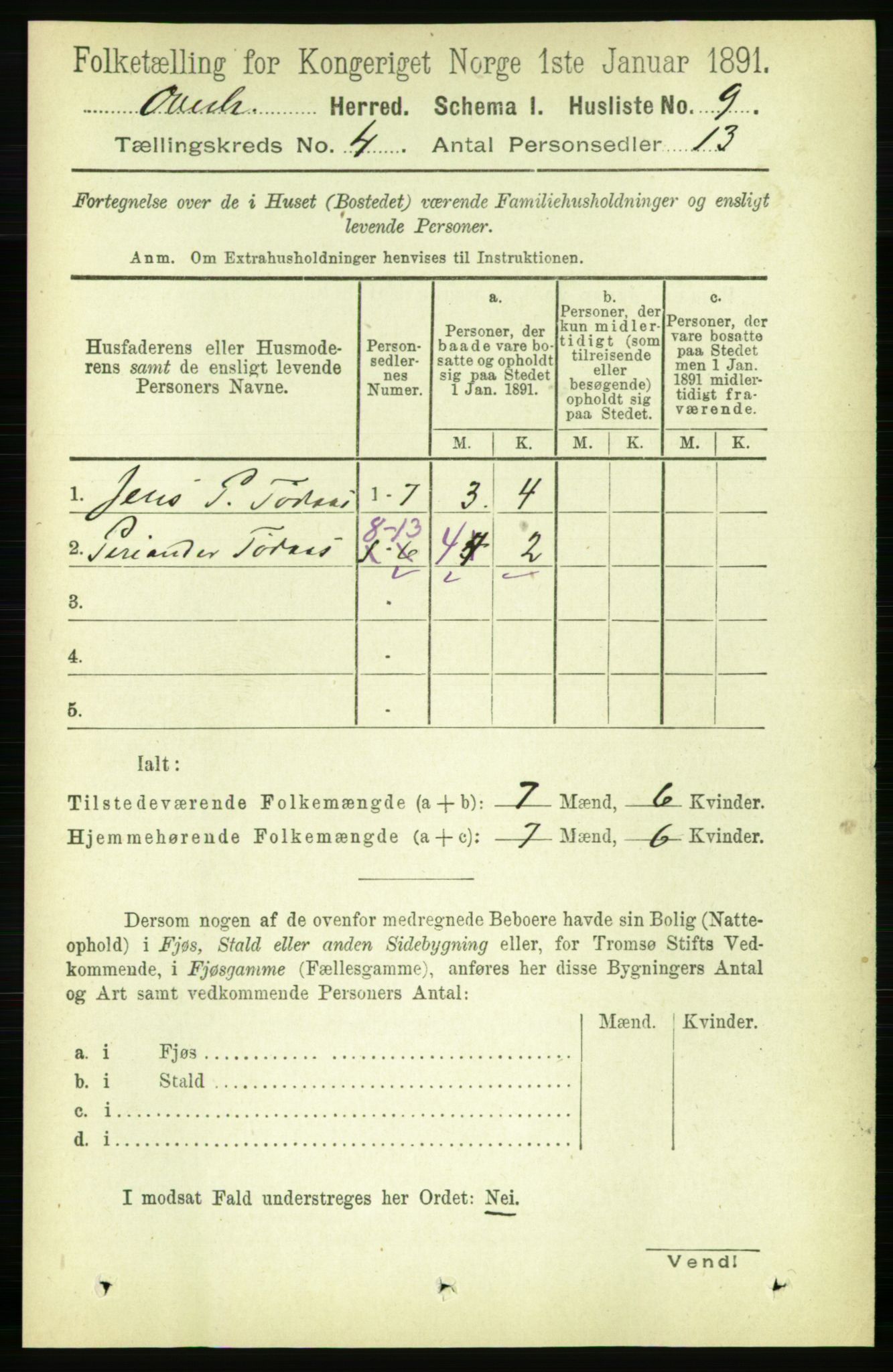 RA, Folketelling 1891 for 1744 Overhalla herred, 1891, s. 1019