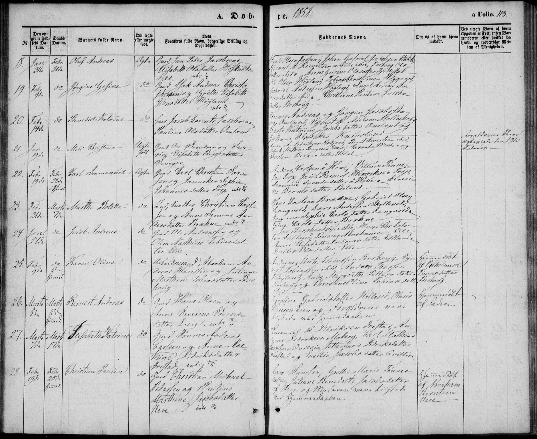 Lista sokneprestkontor, AV/SAK-1111-0027/F/Fb/L0002: Klokkerbok nr. B 2, 1847-1862, s. 113