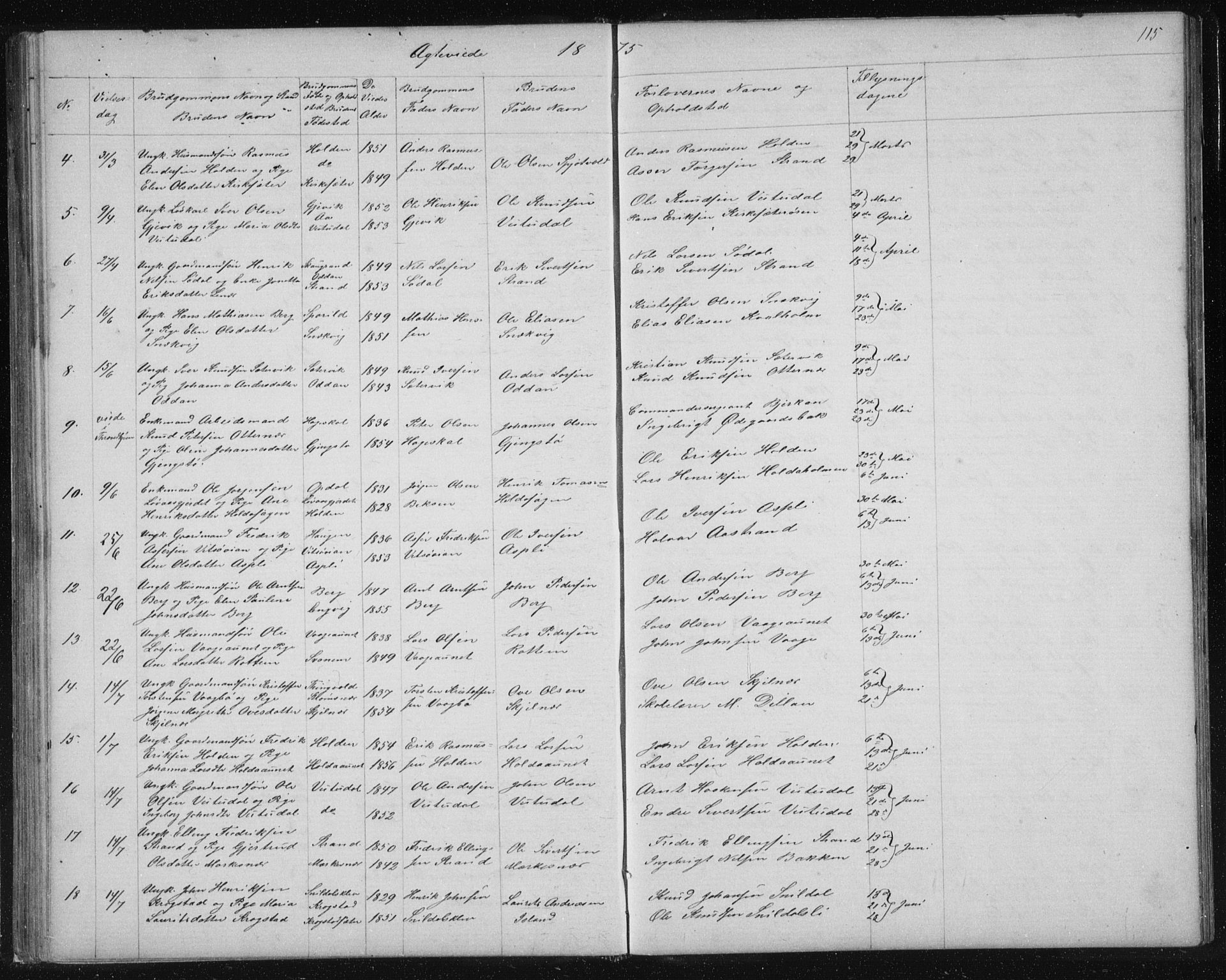 Ministerialprotokoller, klokkerbøker og fødselsregistre - Sør-Trøndelag, SAT/A-1456/630/L0503: Klokkerbok nr. 630C01, 1869-1878, s. 115