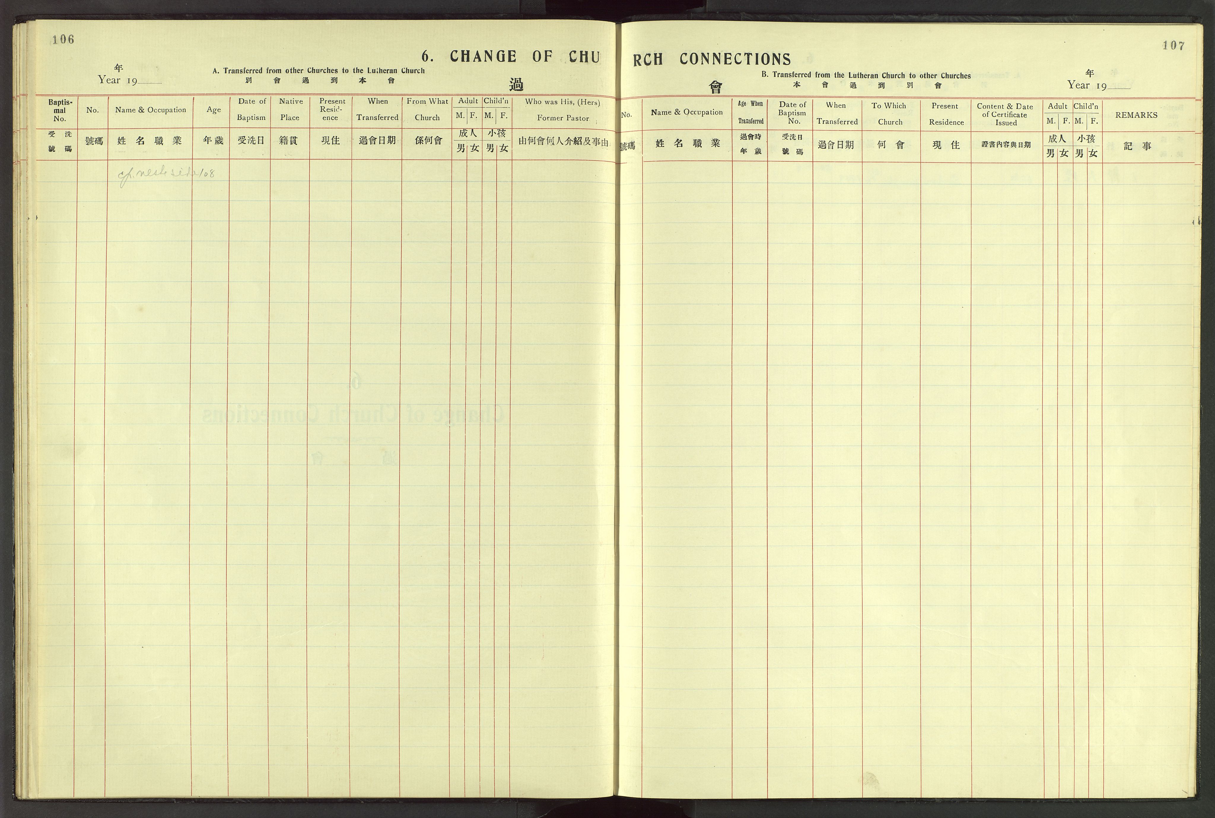 Det Norske Misjonsselskap - utland - Kina (Hunan), VID/MA-A-1065/Dm/L0048: Ministerialbok nr. 86, 1909-1948, s. 106-107