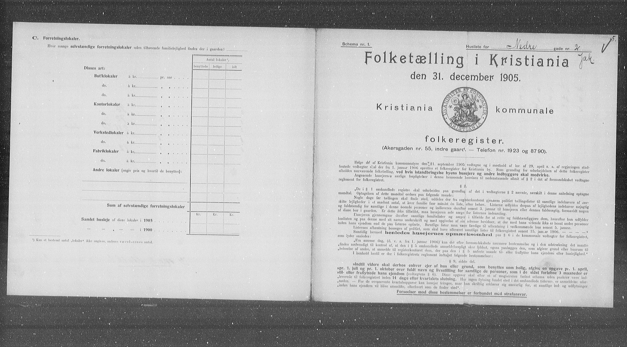 OBA, Kommunal folketelling 31.12.1905 for Kristiania kjøpstad, 1905, s. 36323