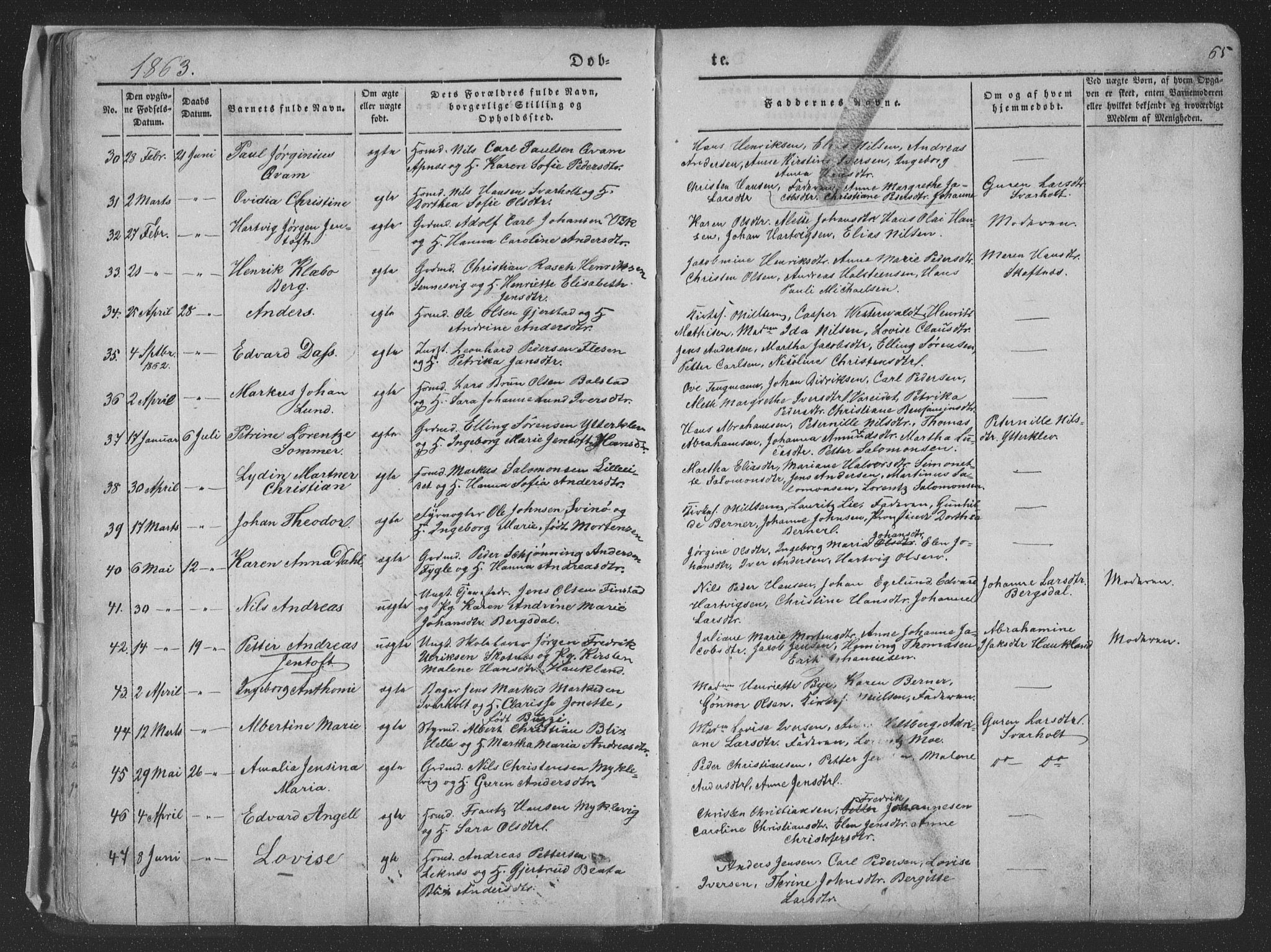 Ministerialprotokoller, klokkerbøker og fødselsregistre - Nordland, AV/SAT-A-1459/881/L1165: Klokkerbok nr. 881C02, 1854-1876, s. 65