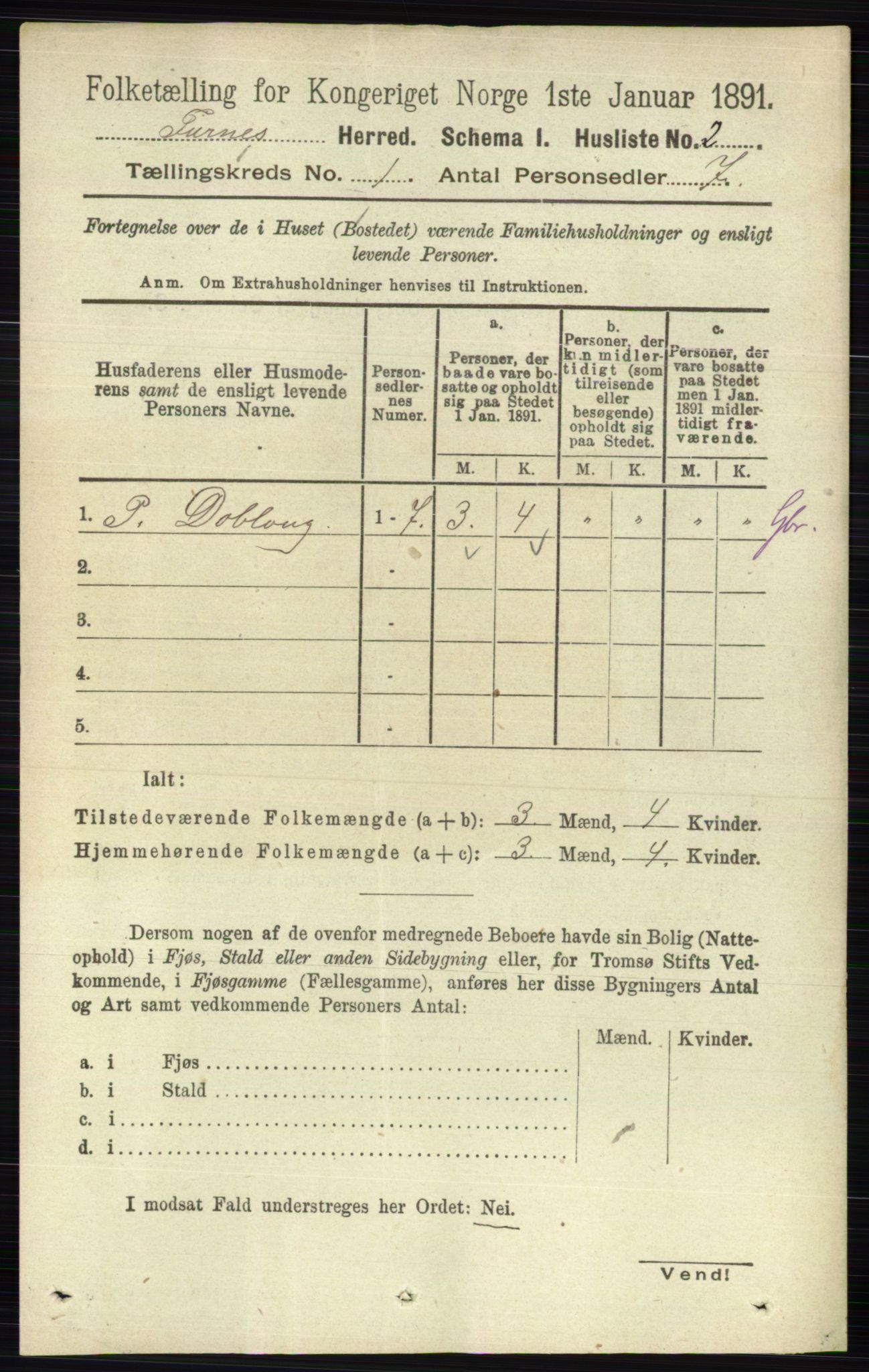 RA, Folketelling 1891 for 0413 Furnes herred, 1891, s. 27