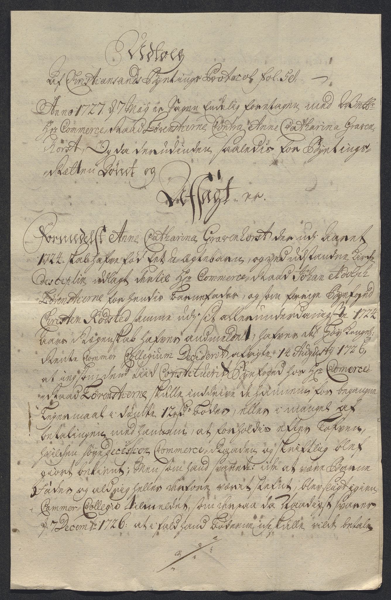Rentekammeret inntil 1814, Reviderte regnskaper, Byregnskaper, AV/RA-EA-4066/R/Rm/L0286: [M19] Sikt og sakefall, 1719-1727, s. 565