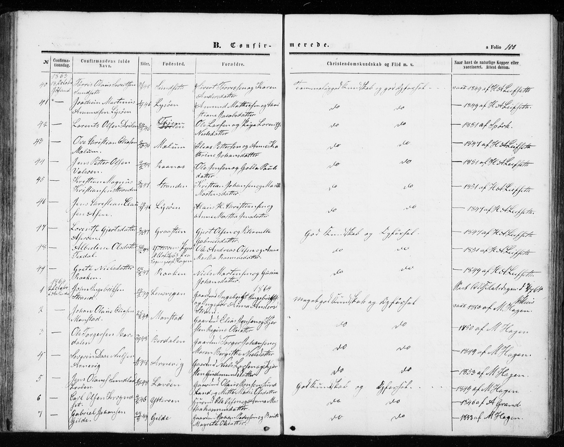 Ministerialprotokoller, klokkerbøker og fødselsregistre - Sør-Trøndelag, AV/SAT-A-1456/655/L0678: Ministerialbok nr. 655A07, 1861-1873, s. 100