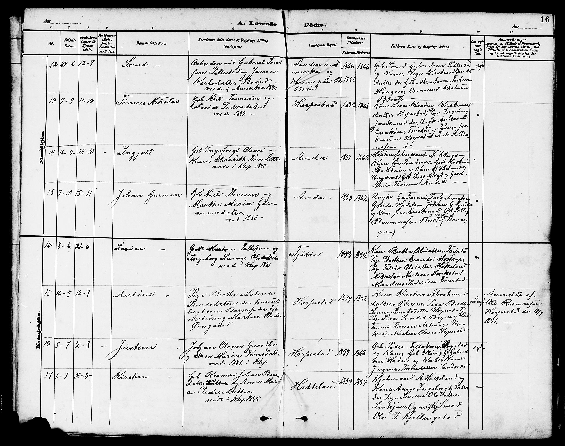Klepp sokneprestkontor, AV/SAST-A-101803/001/3/30BB/L0004: Klokkerbok nr. B 4, 1889-1914, s. 16