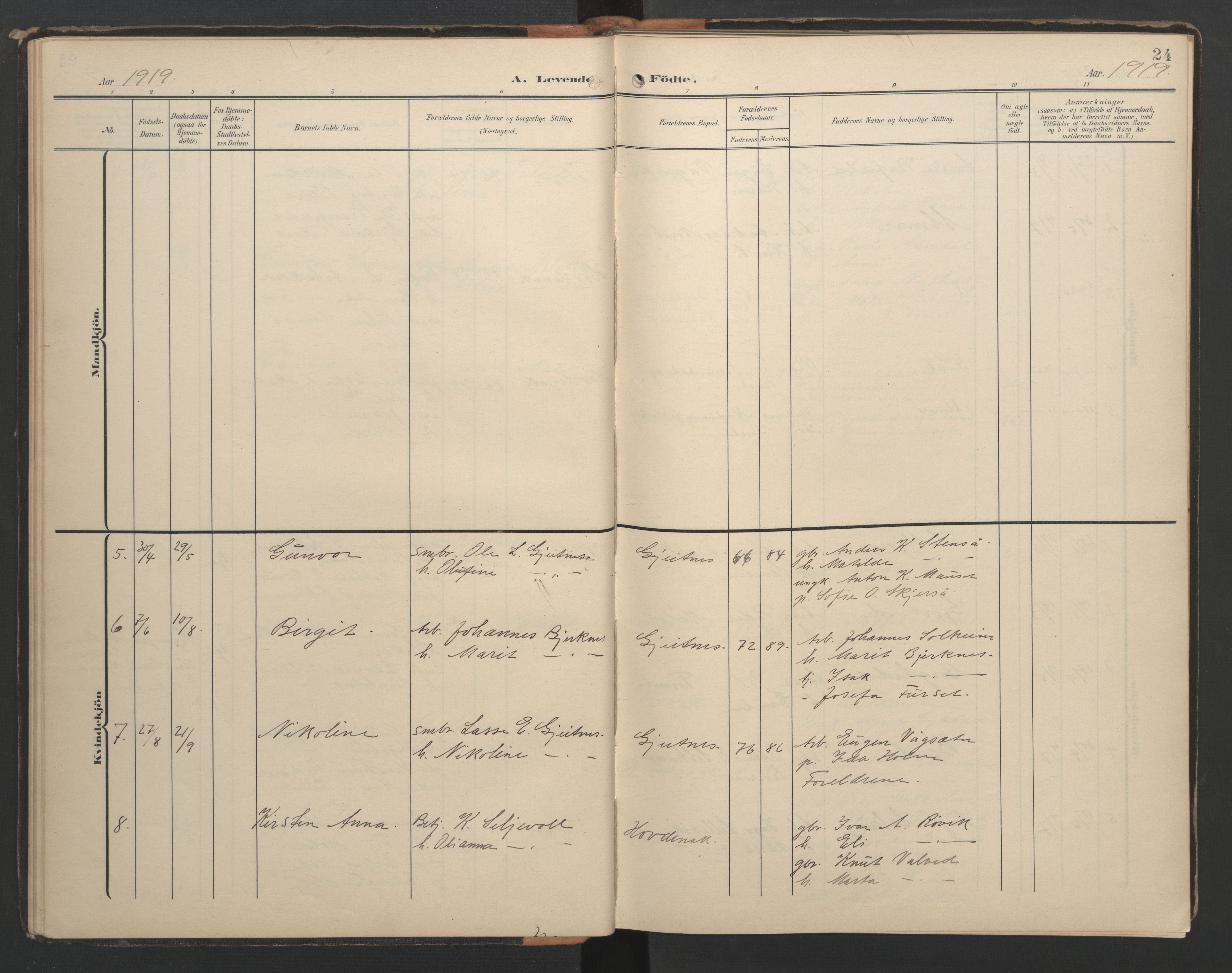 Ministerialprotokoller, klokkerbøker og fødselsregistre - Møre og Romsdal, AV/SAT-A-1454/556/L0677: Klokkerbok nr. 556C01, 1907-1953, s. 24