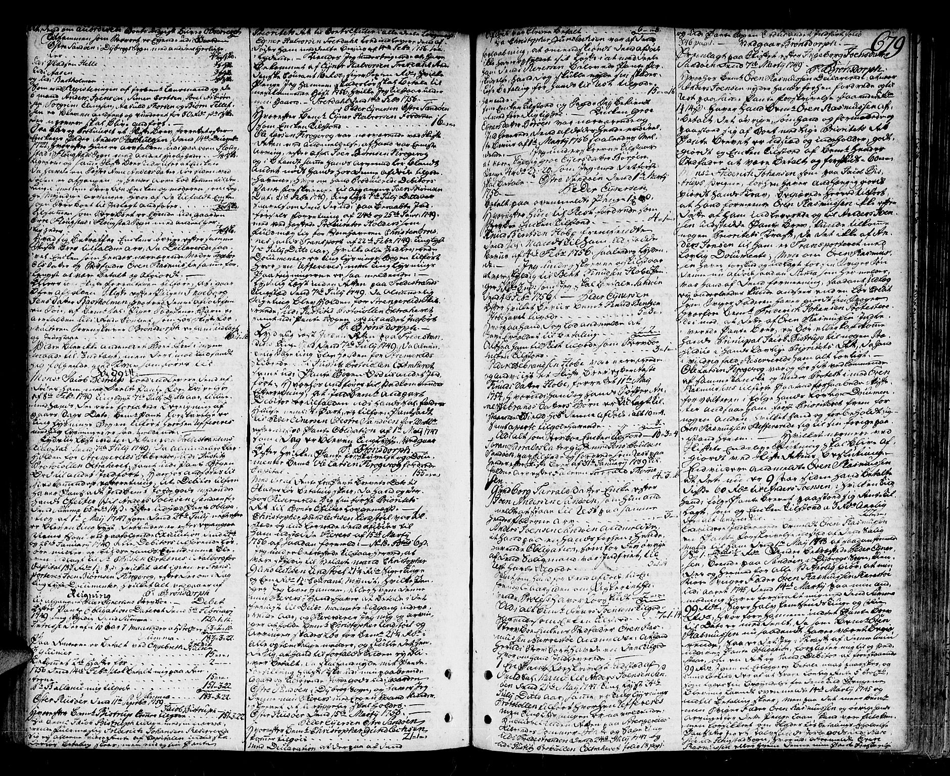 Nedenes sorenskriveri før 1824, AV/SAK-1221-0007/H/Hc/L0026: Skifteprotokoll med register nr 19a, 1755-1760, s. 678b-679a