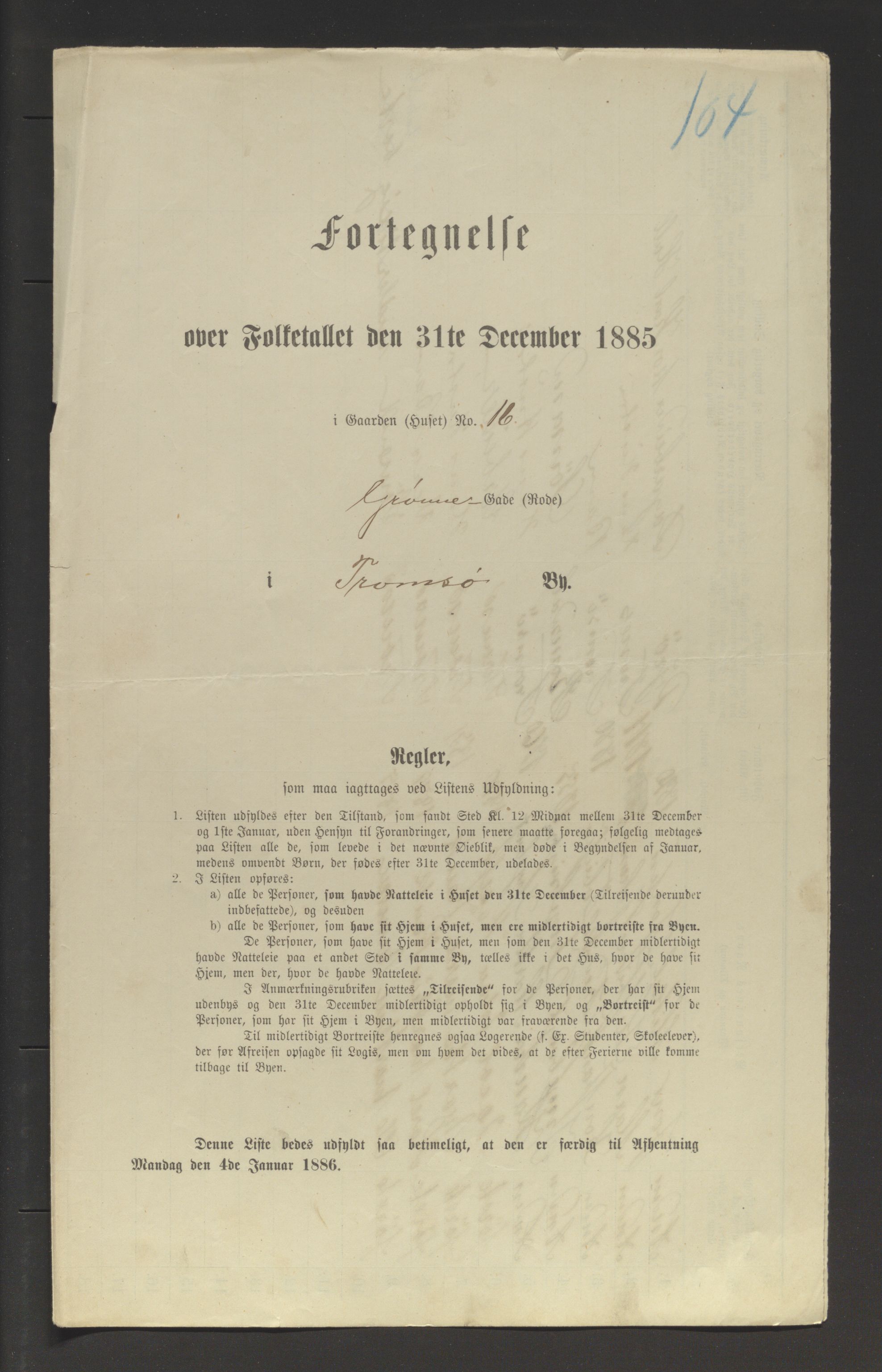 SATØ, Folketelling 1885 for 1902 Tromsø kjøpstad, 1885, s. 104a
