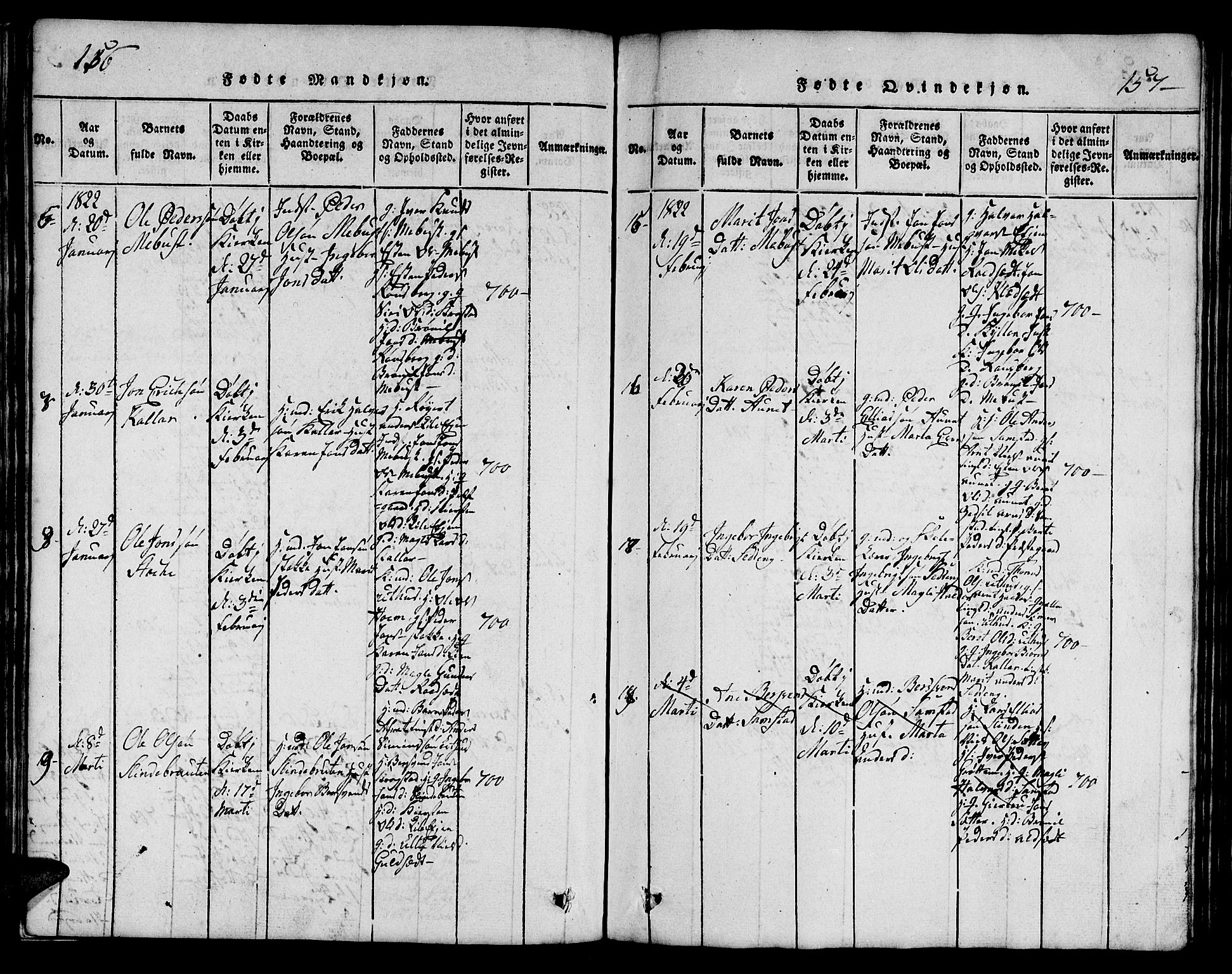 Ministerialprotokoller, klokkerbøker og fødselsregistre - Sør-Trøndelag, AV/SAT-A-1456/695/L1152: Klokkerbok nr. 695C03, 1816-1831, s. 156-157