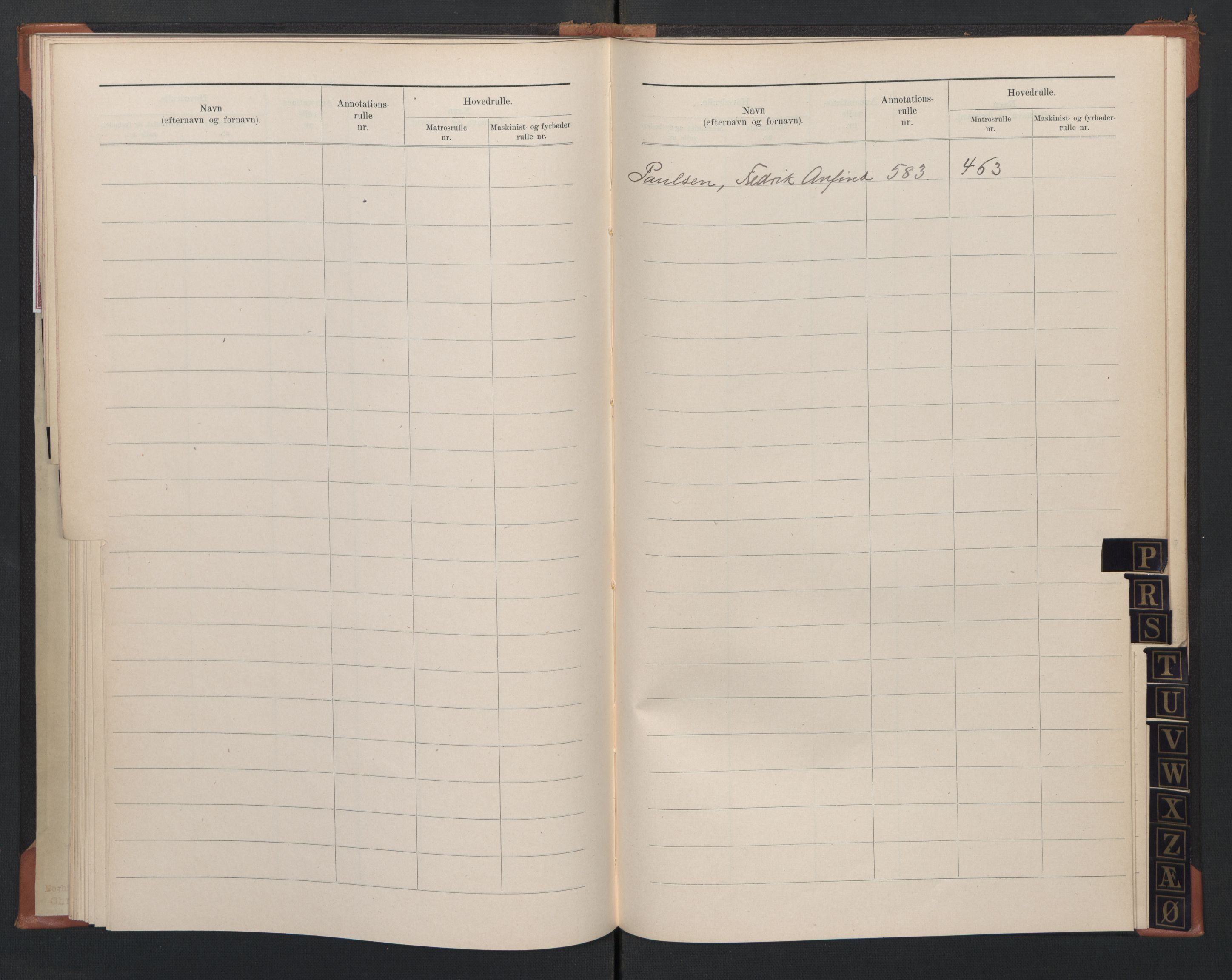 Sogndal mønstringskrets, SAK/2031-0020/F/Fb/L0004: Register til annotasjonsrulle nr 571-635, hovedrulle A nr 456-511 og hovedrulle B nr 3-9, P-5, 1910-1948, s. 18