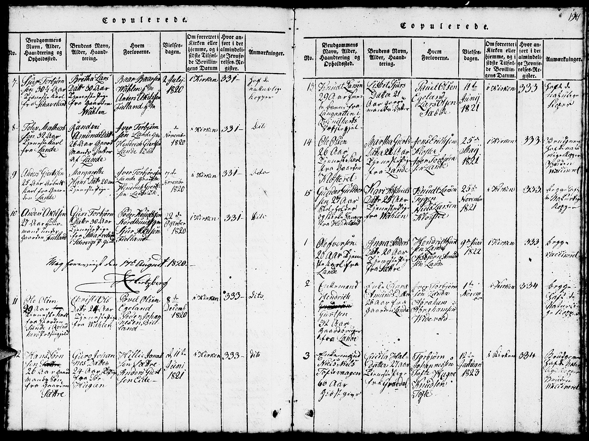 Fjelberg sokneprestembete, AV/SAB-A-75201/H/Hab: Klokkerbok nr. B 1, 1815-1823, s. 194