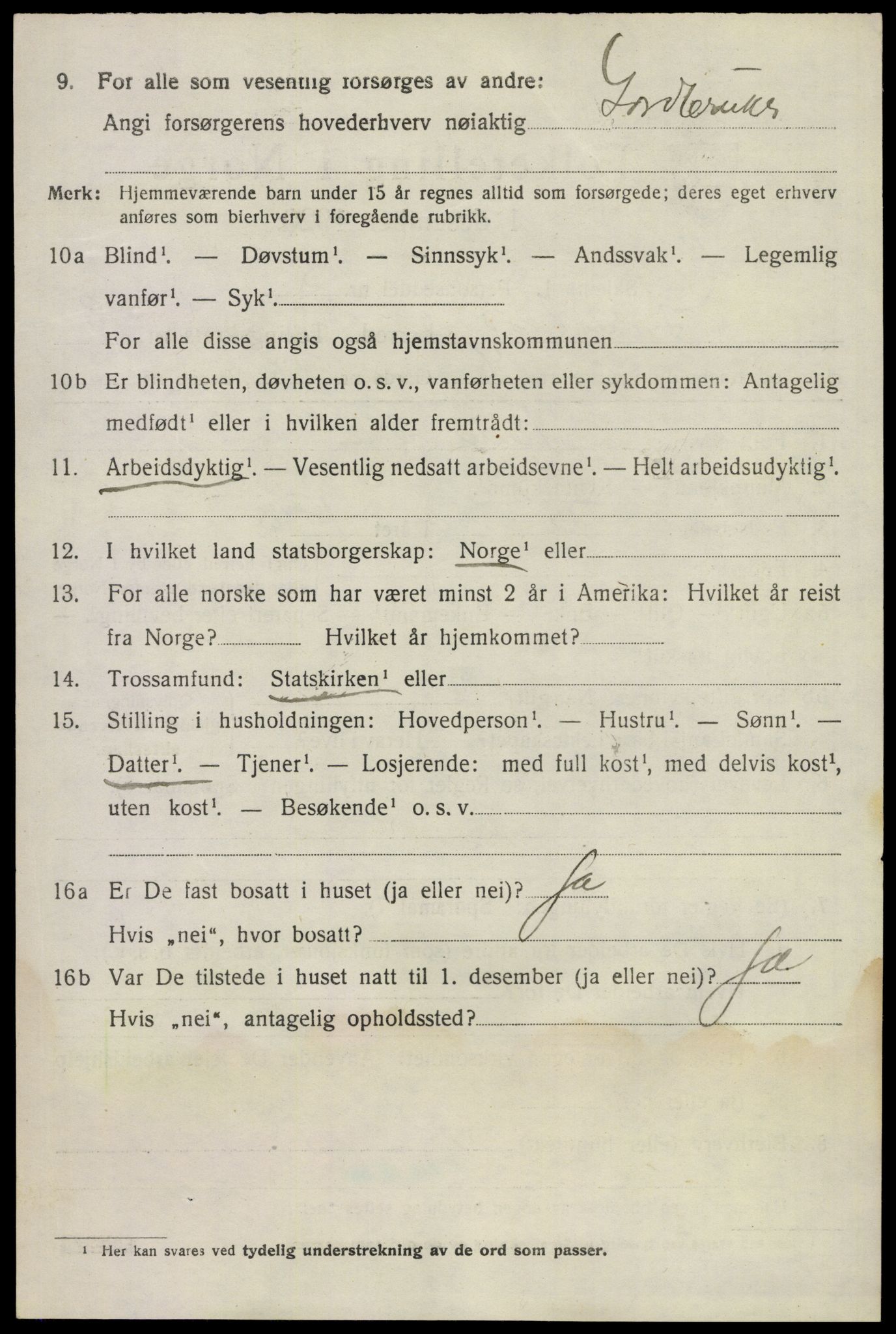SAKO, Folketelling 1920 for 0824 Gransherad herred, 1920, s. 1447