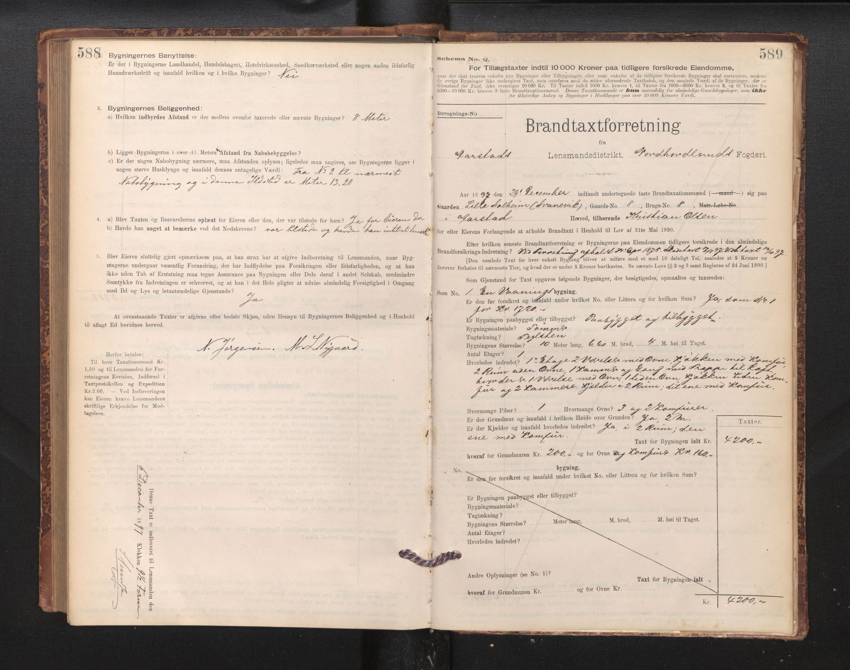 Lensmannen i Årstad, AV/SAB-A-36201/0012/L0011: Branntakstprotokoll,skjematakst, 1895-1901, s. 588-589
